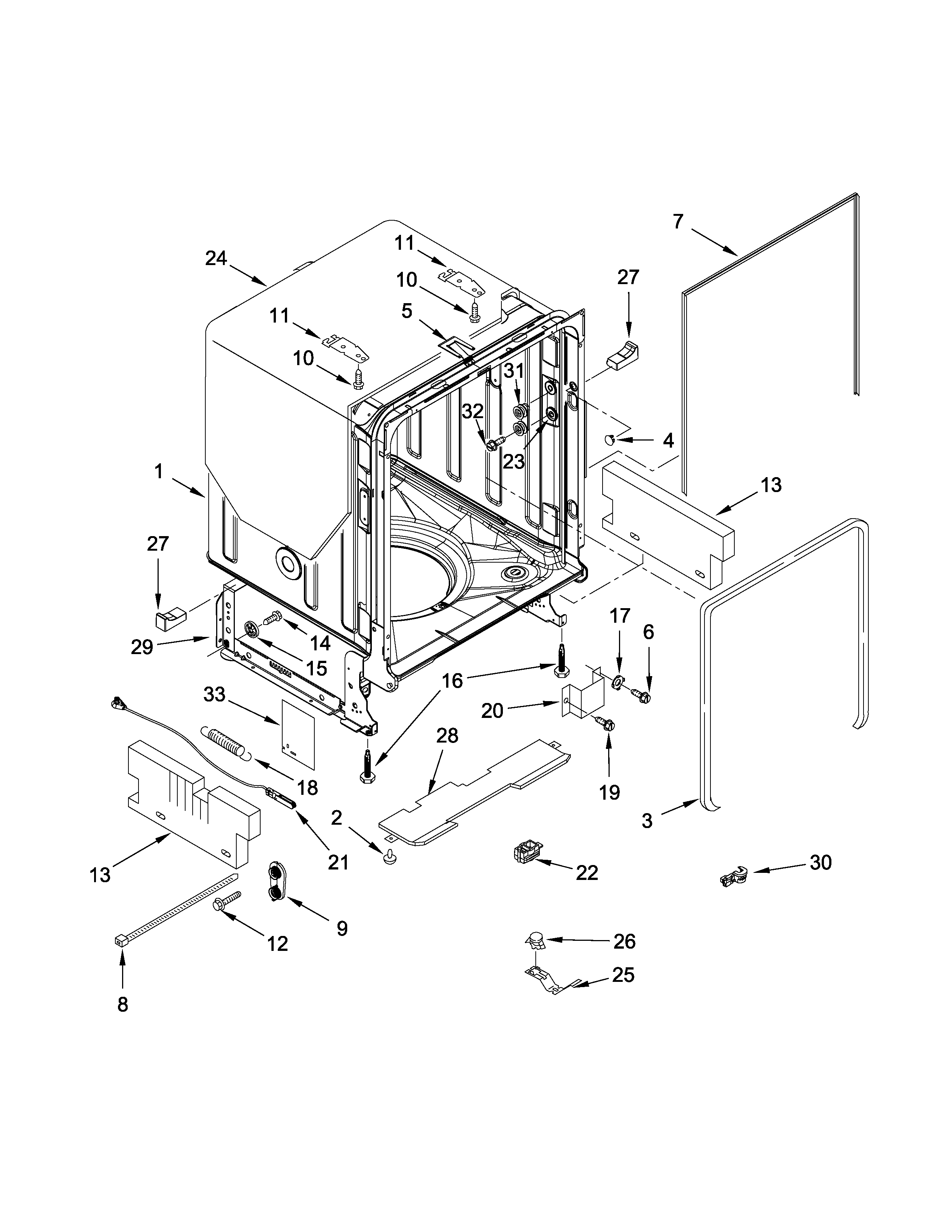 Tub and frame parts