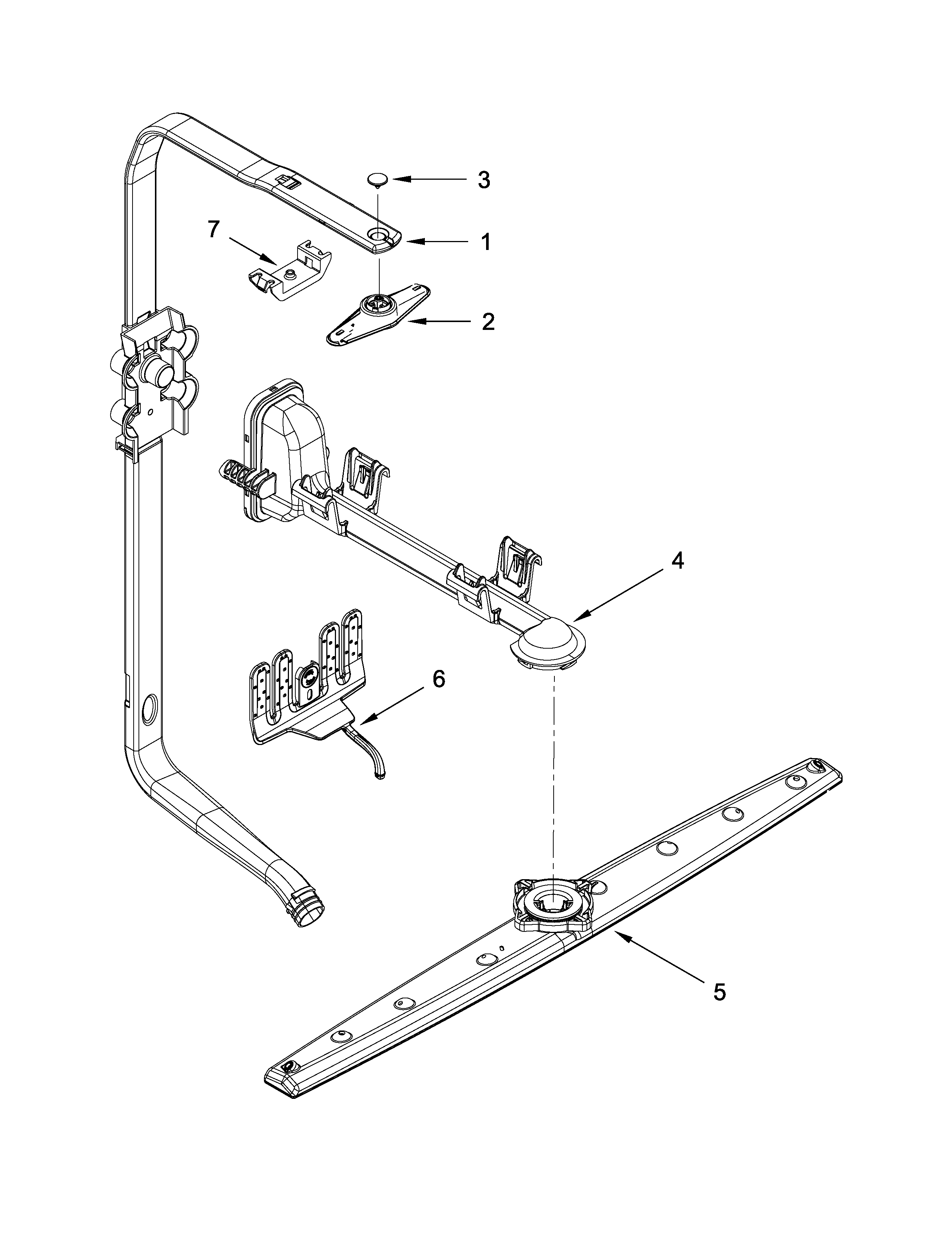 Upper wash and rinse parts