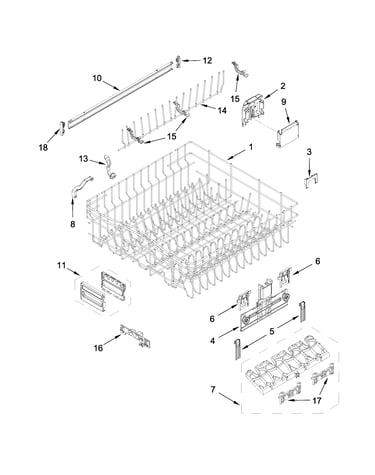 Upper rack and track parts