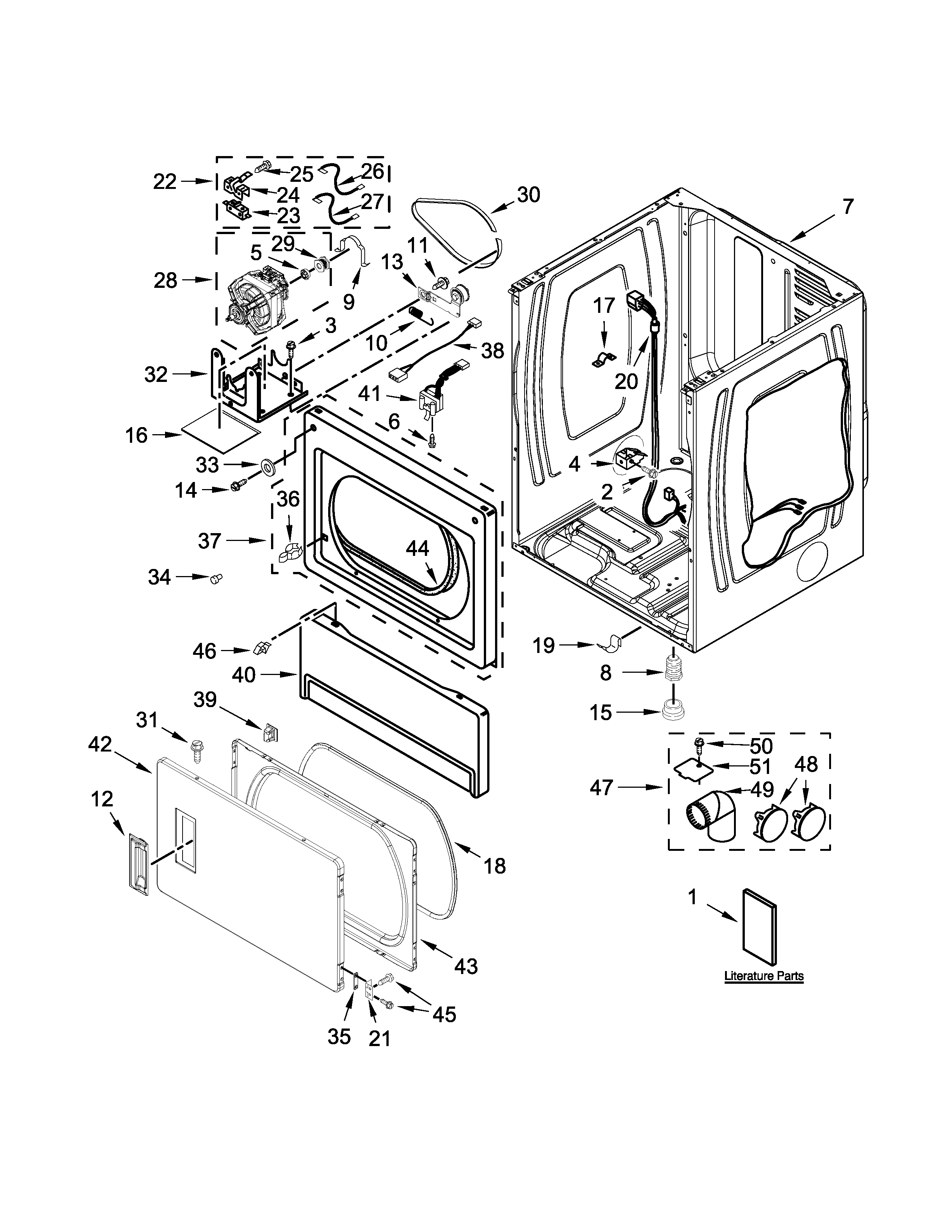 Lower cabinet and front panel parts