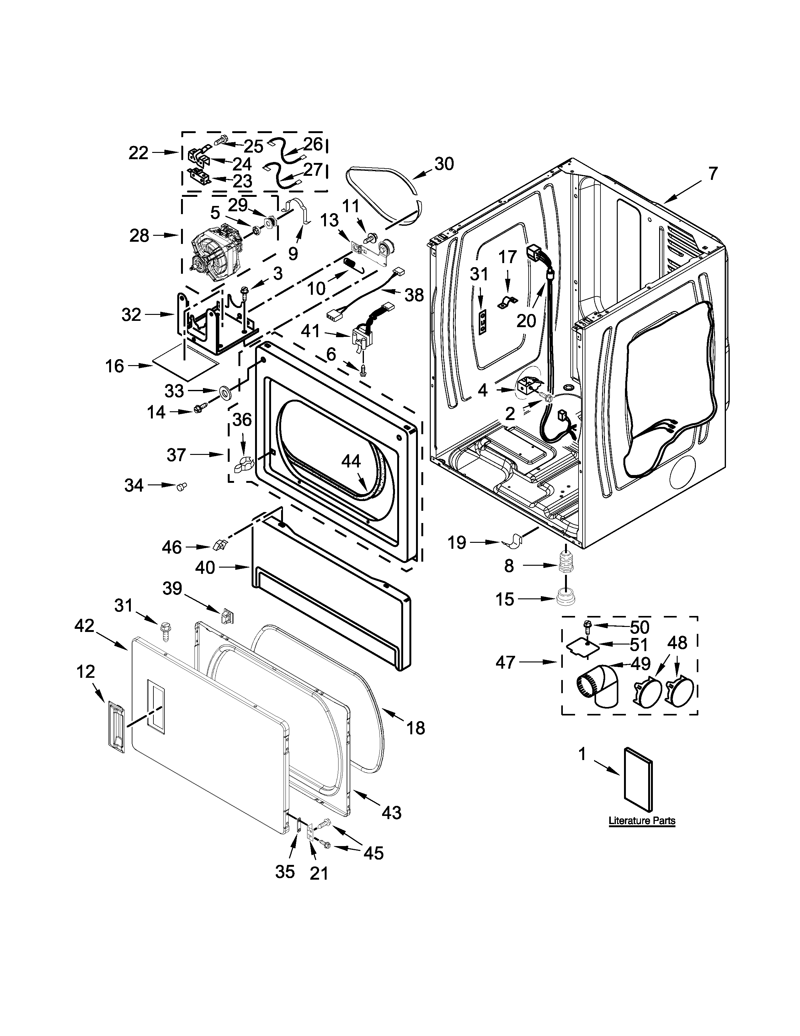 Lower cabinet and front panel parts