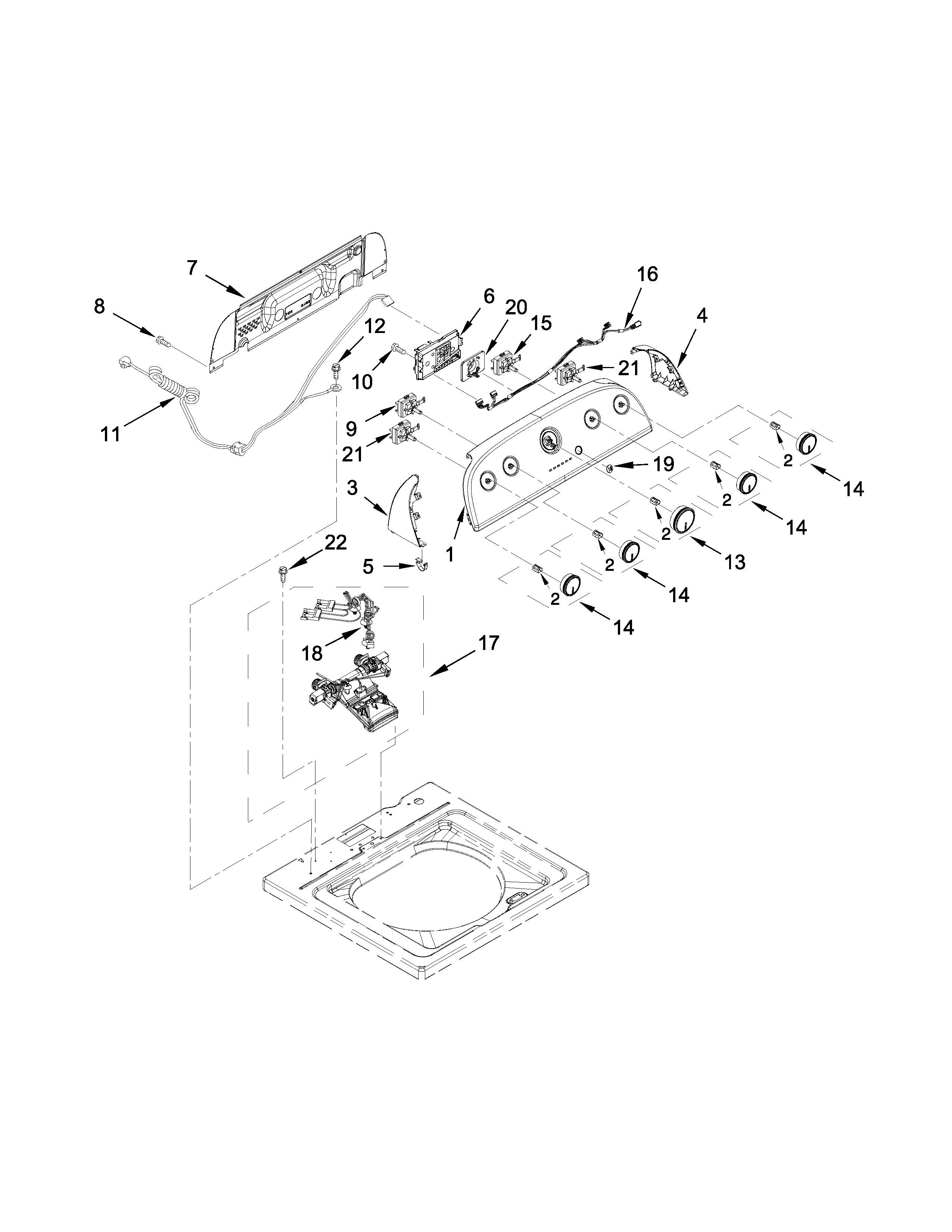 Controls and water inlet parts