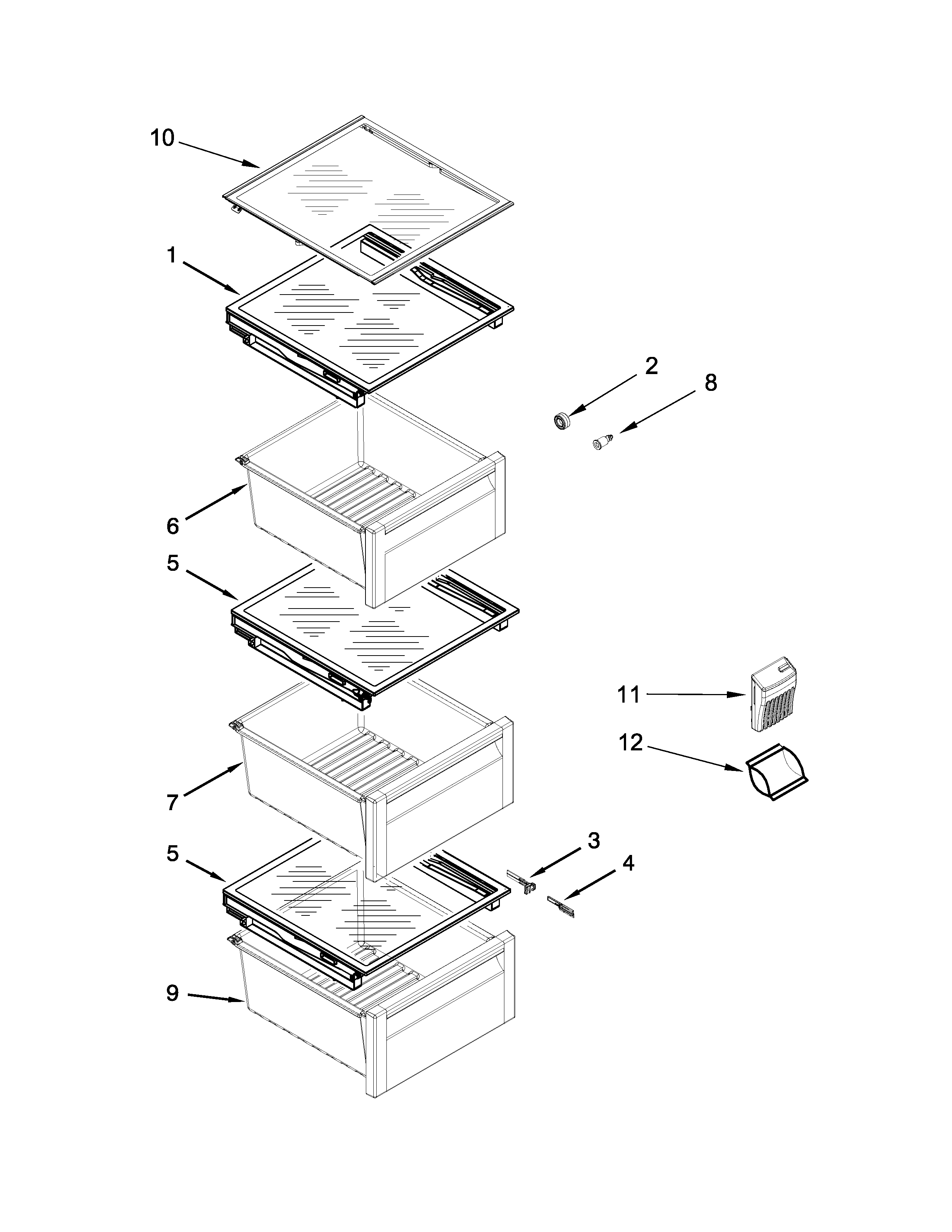 Refrigerator shelf parts