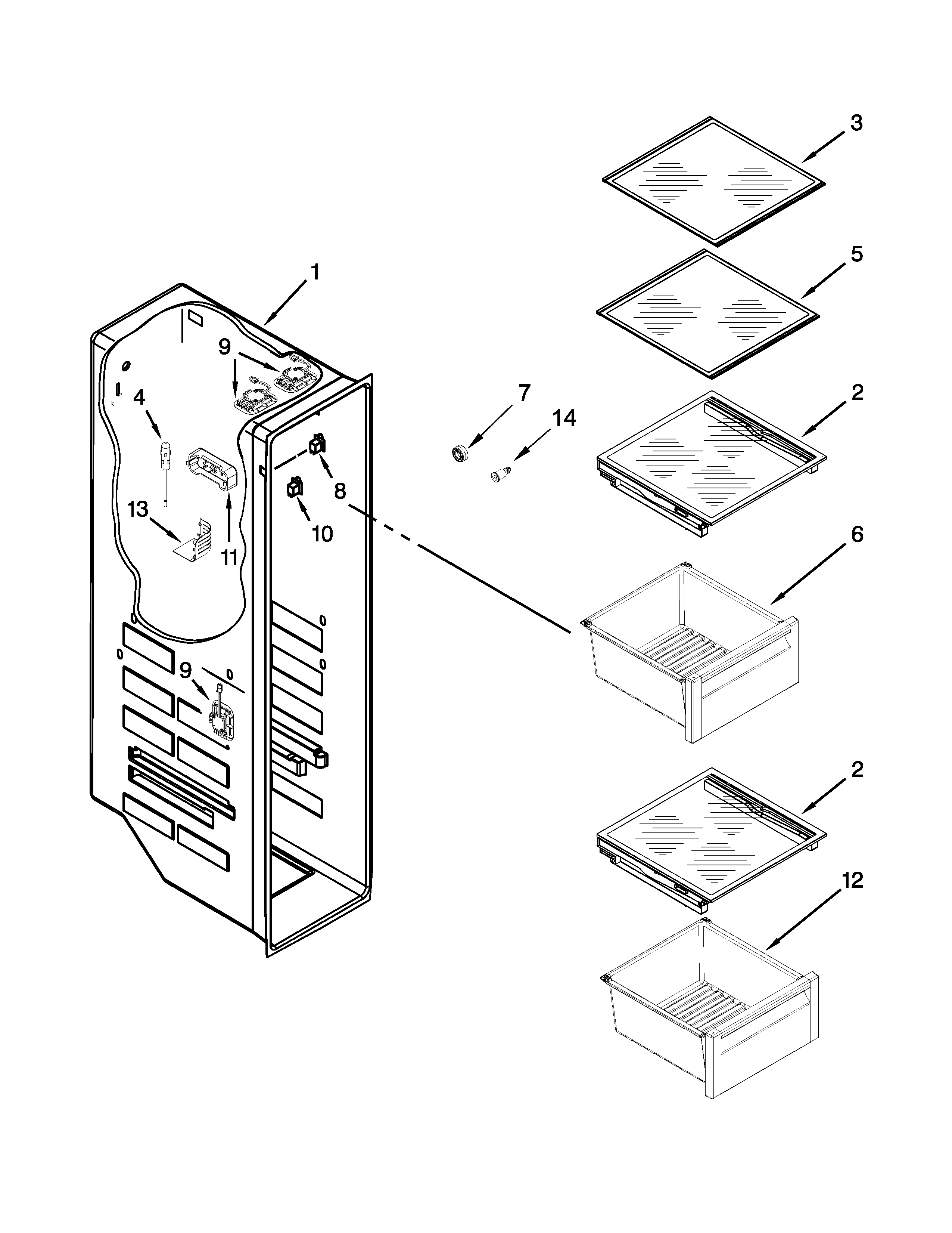 Freezer liner parts