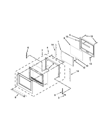 Upper oven door parts