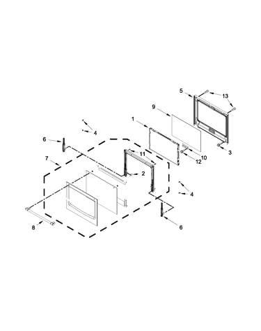 Upper oven door parts
