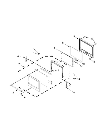 Lower oven door parts