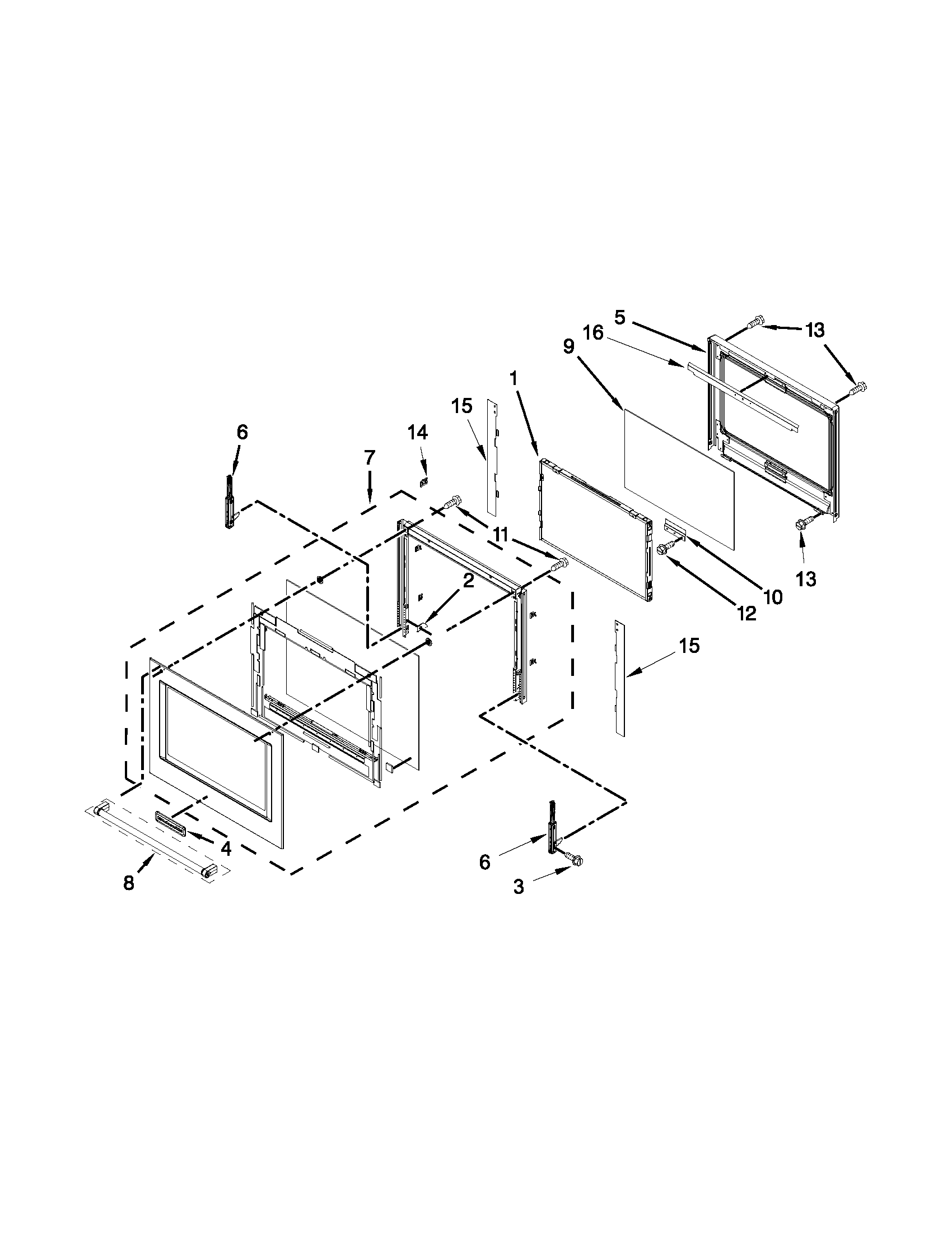 Lower oven door parts