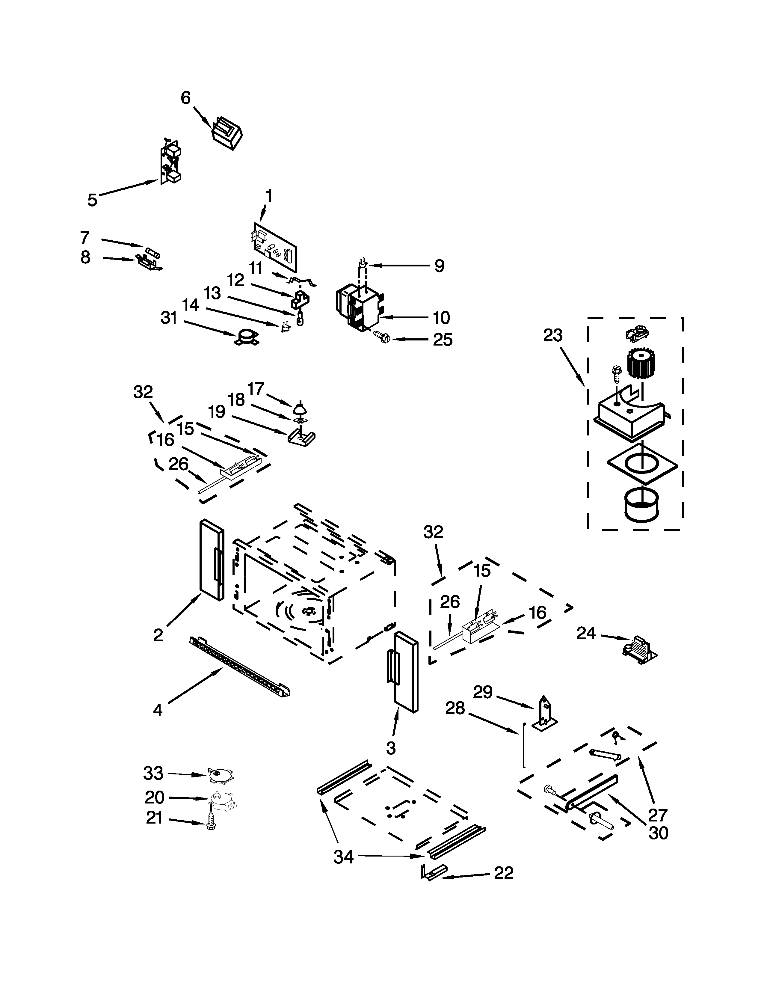 Cabinet and stirrer parts