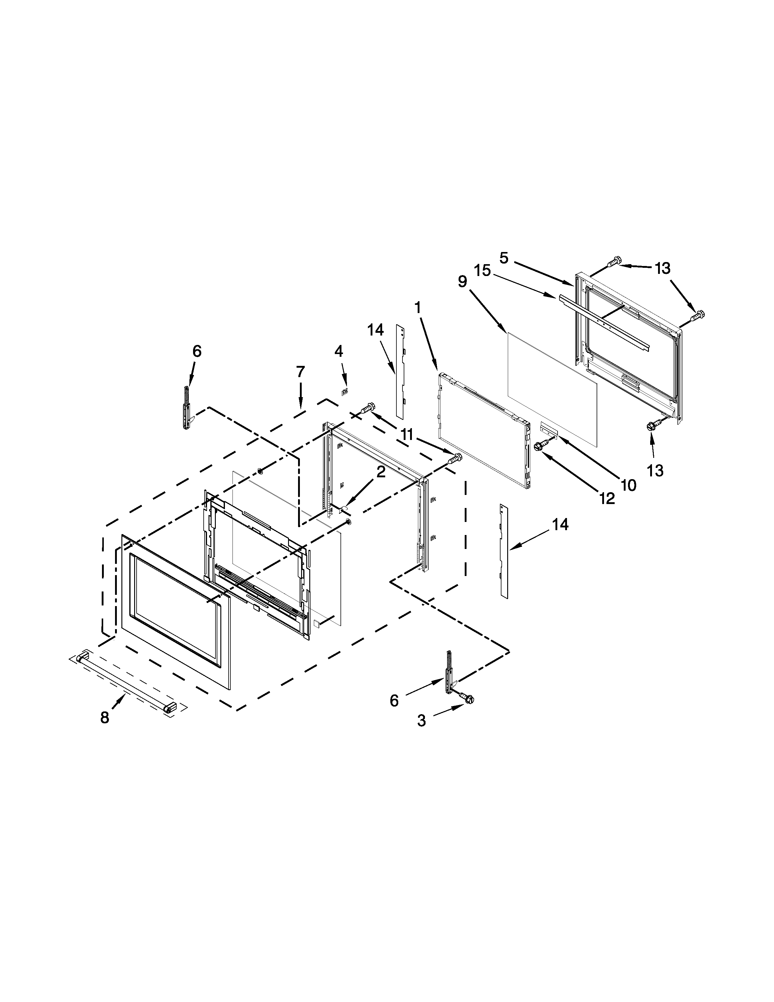 Upper oven door parts