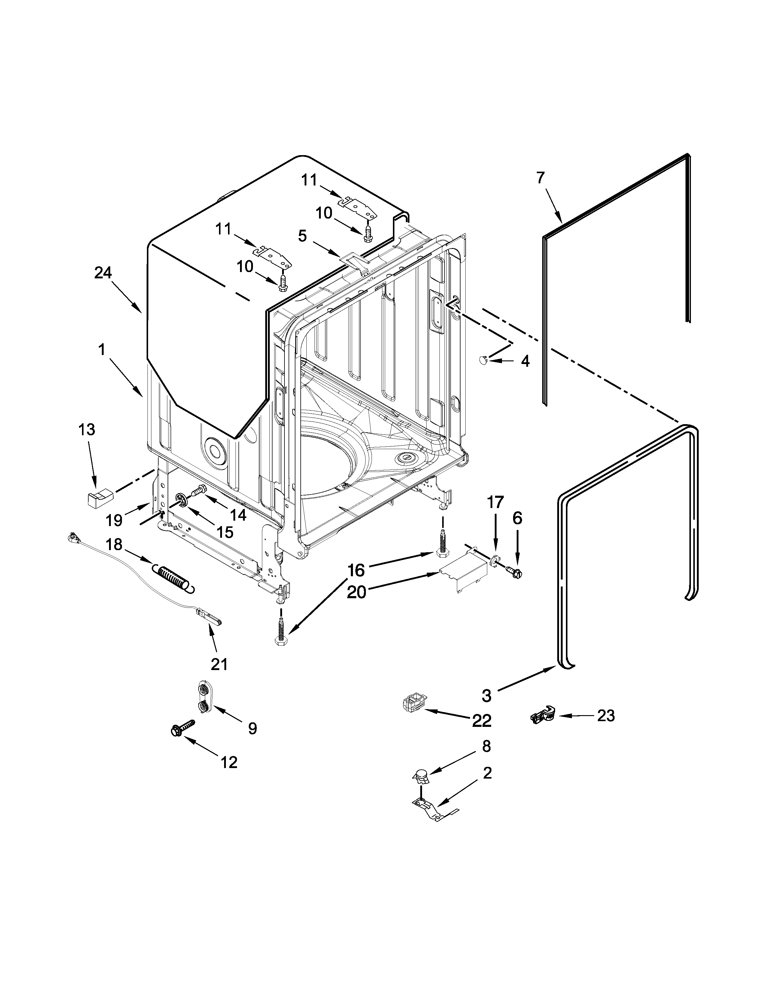 TUB AND FRAME PARTS