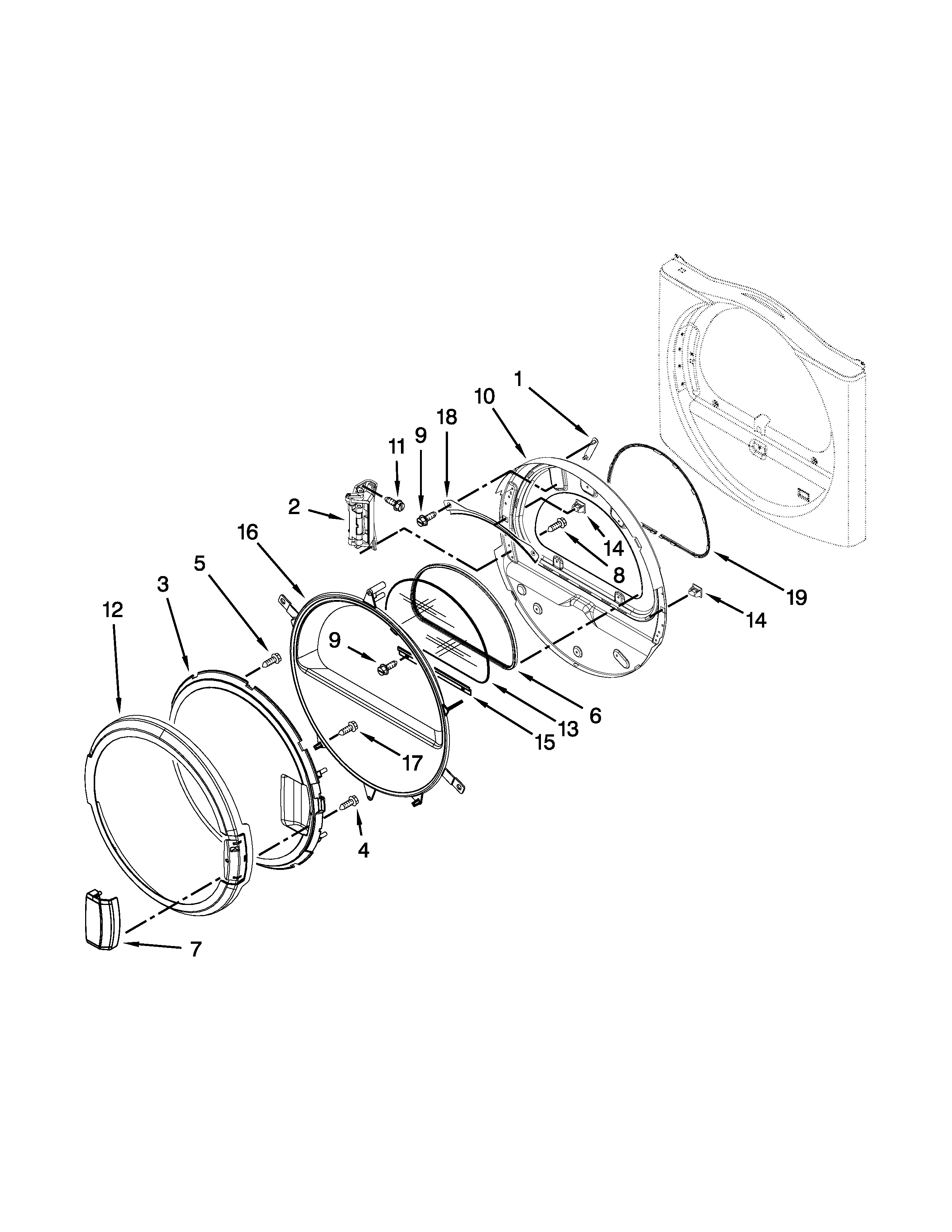 Dryer door parts
