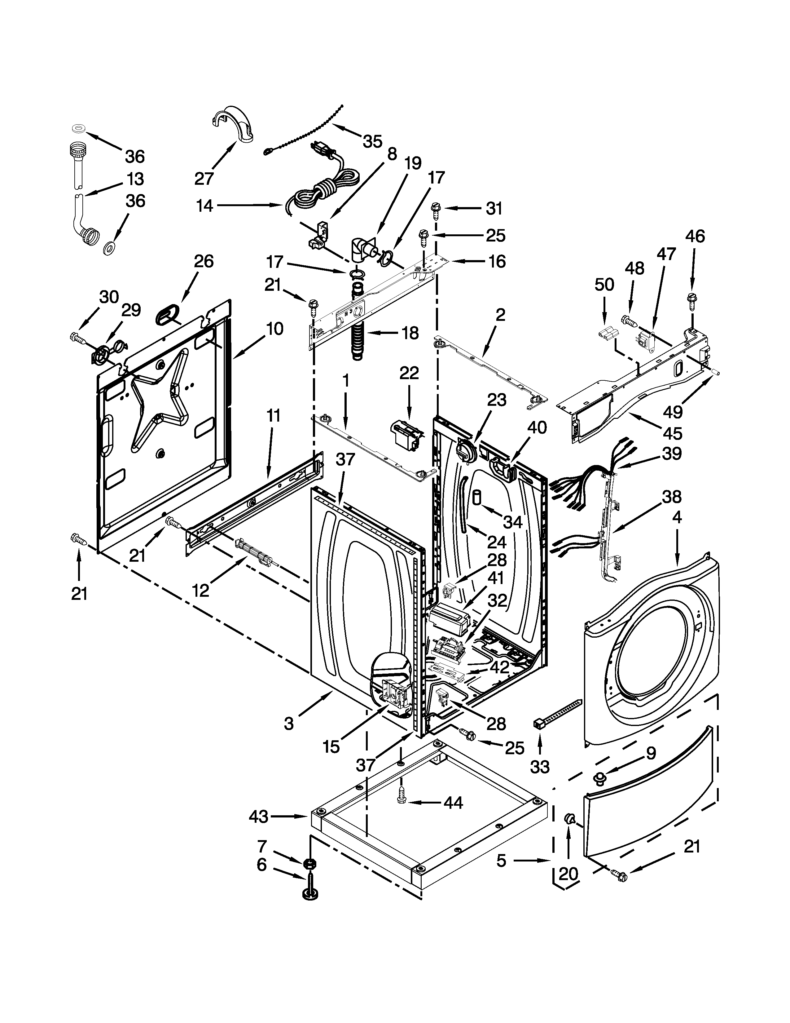 Washer cabinet parts