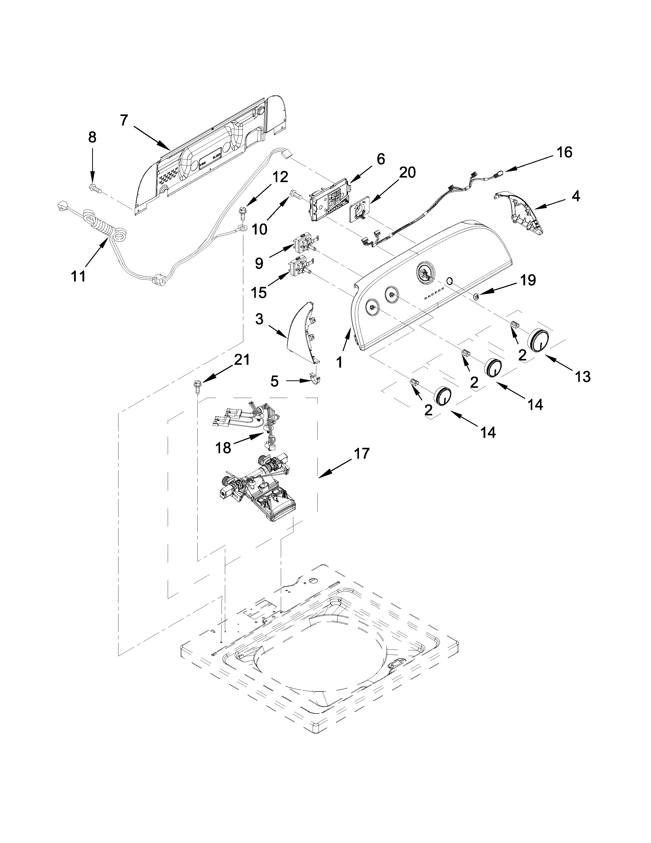 Controls and water inlet parts