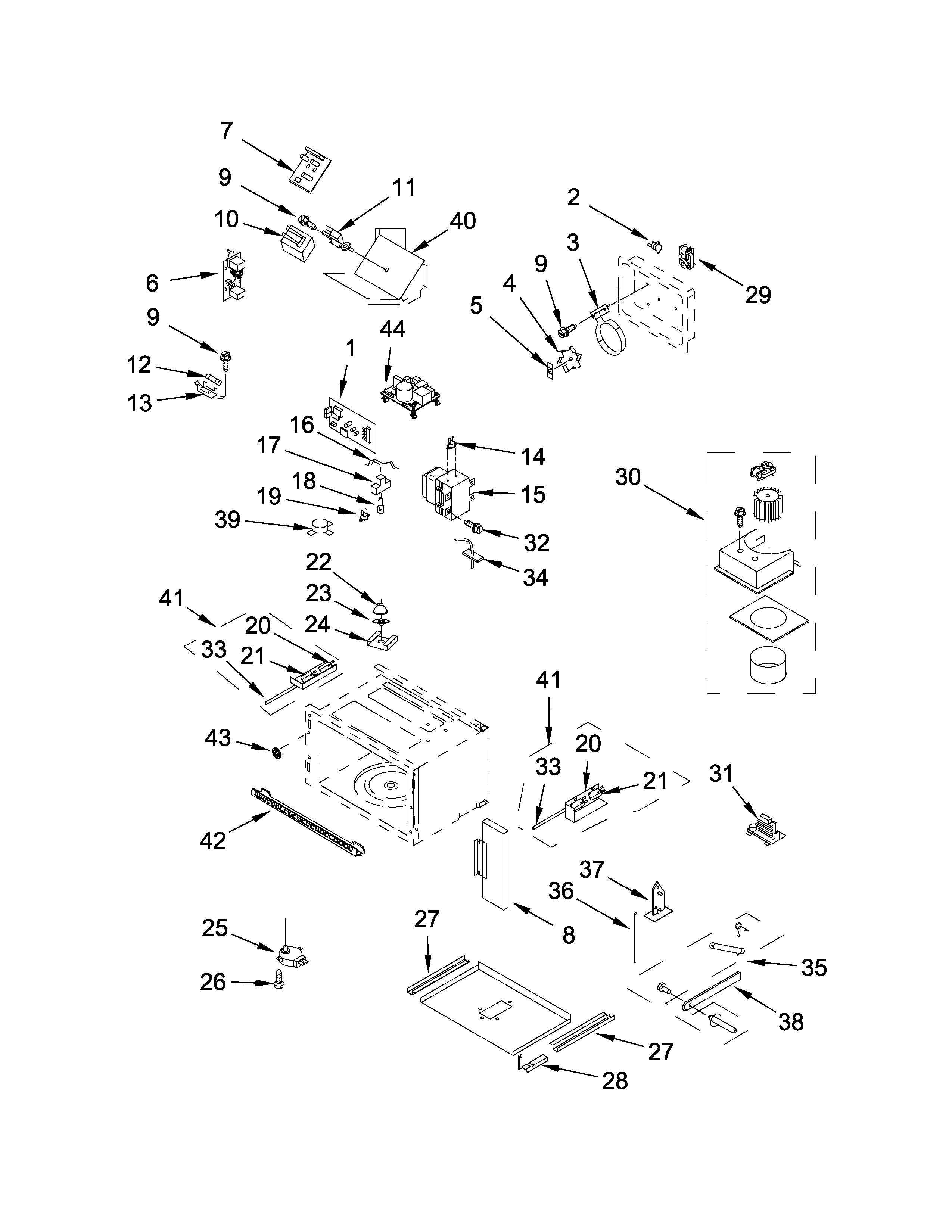 Cabinet and stirrer parts