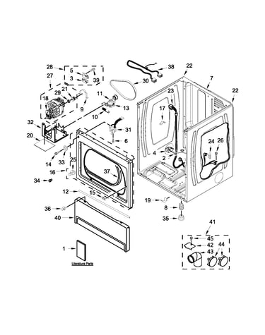 Lower cabinet and front panel parts
