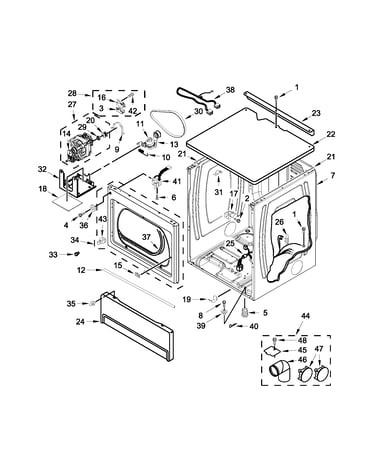 Upper cabinet and front panel parts
