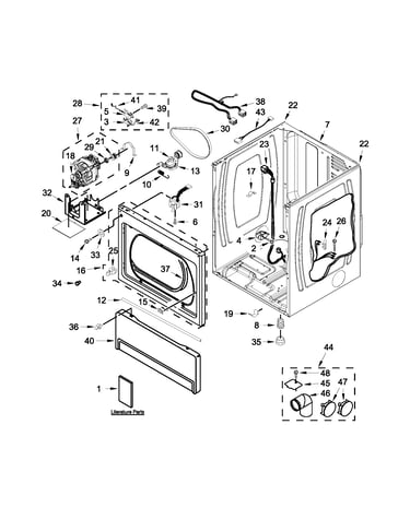 Lower cabinet and front panel parts