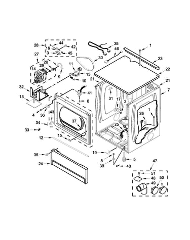Upper cabinet and front panel parts