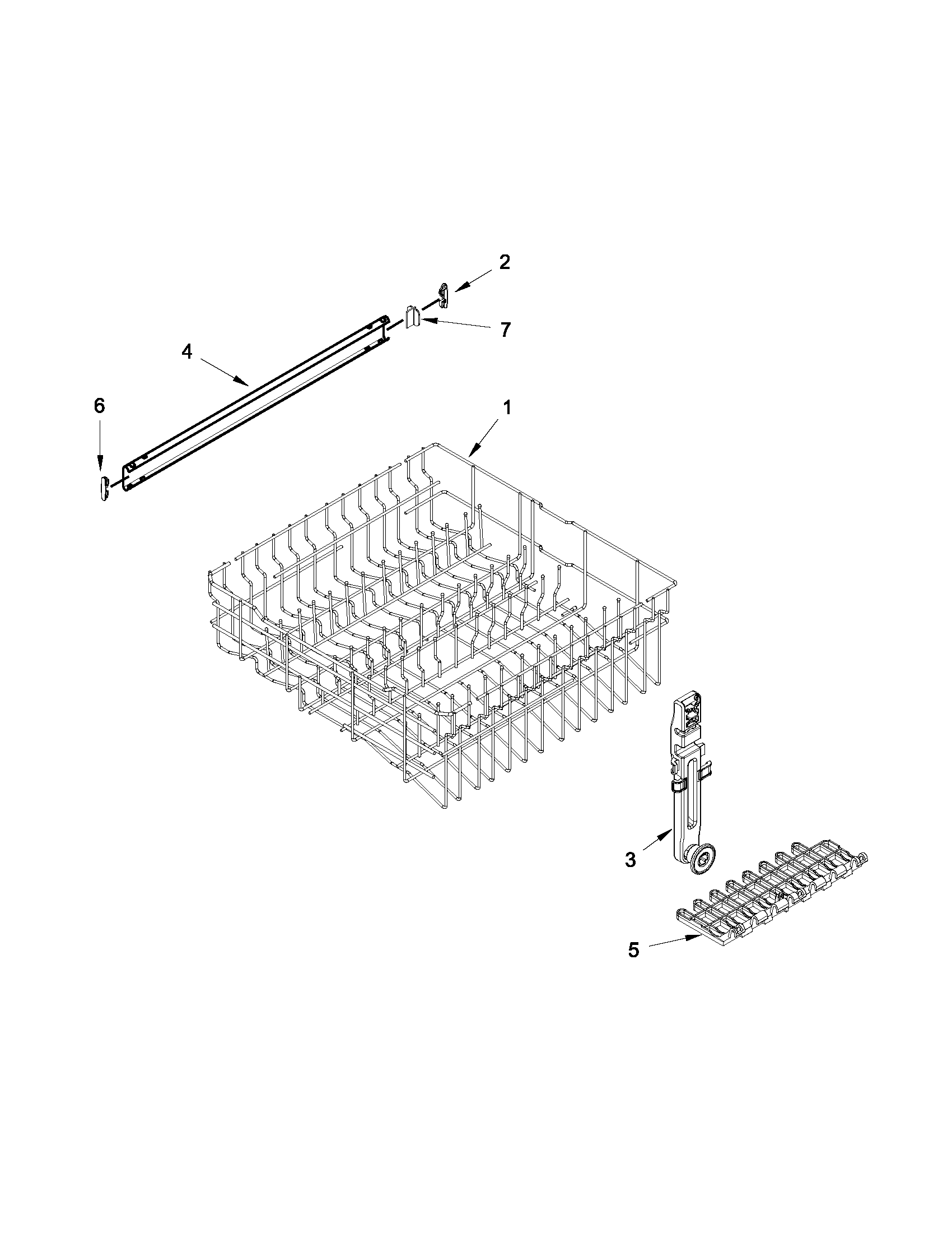 Upper rack and track parts