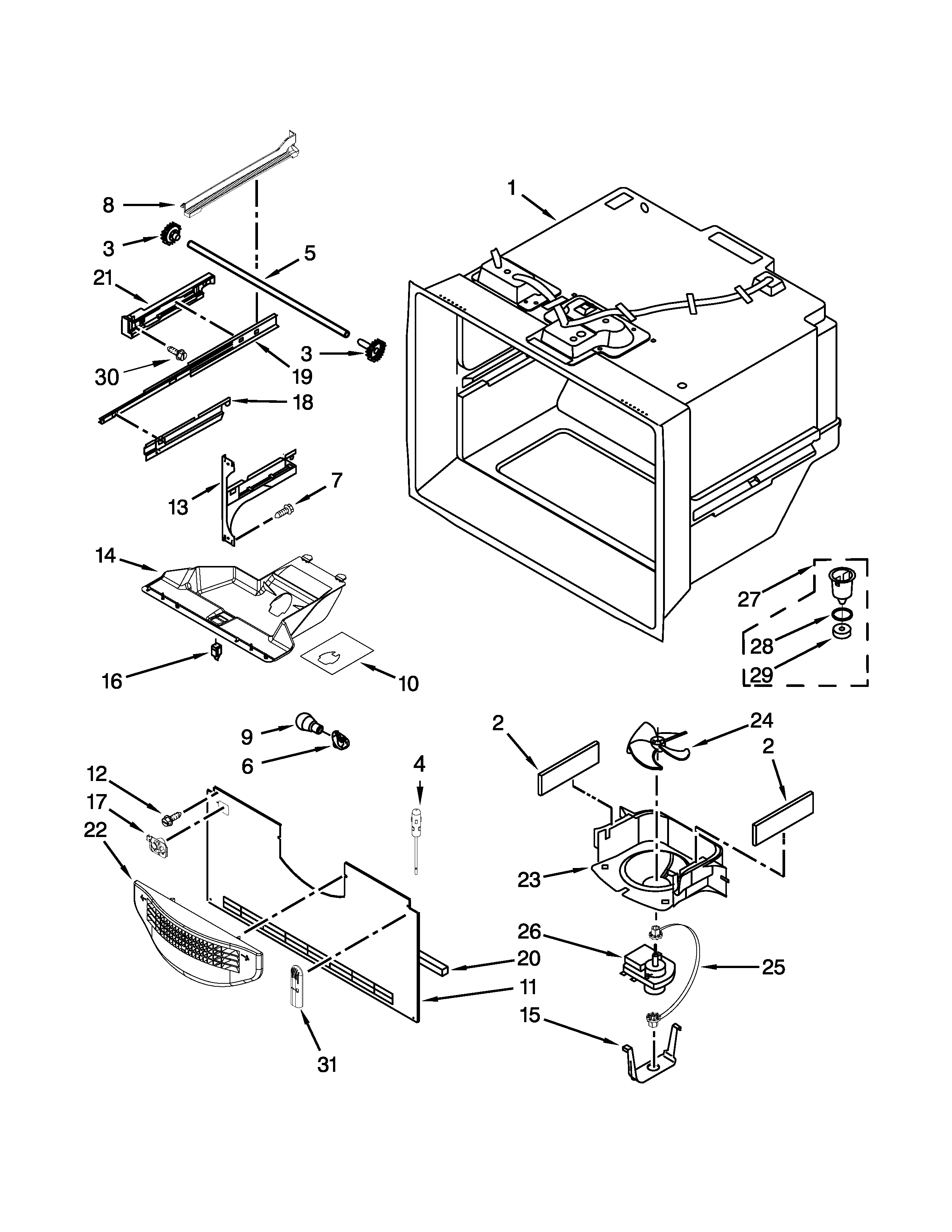 Freezer liner parts