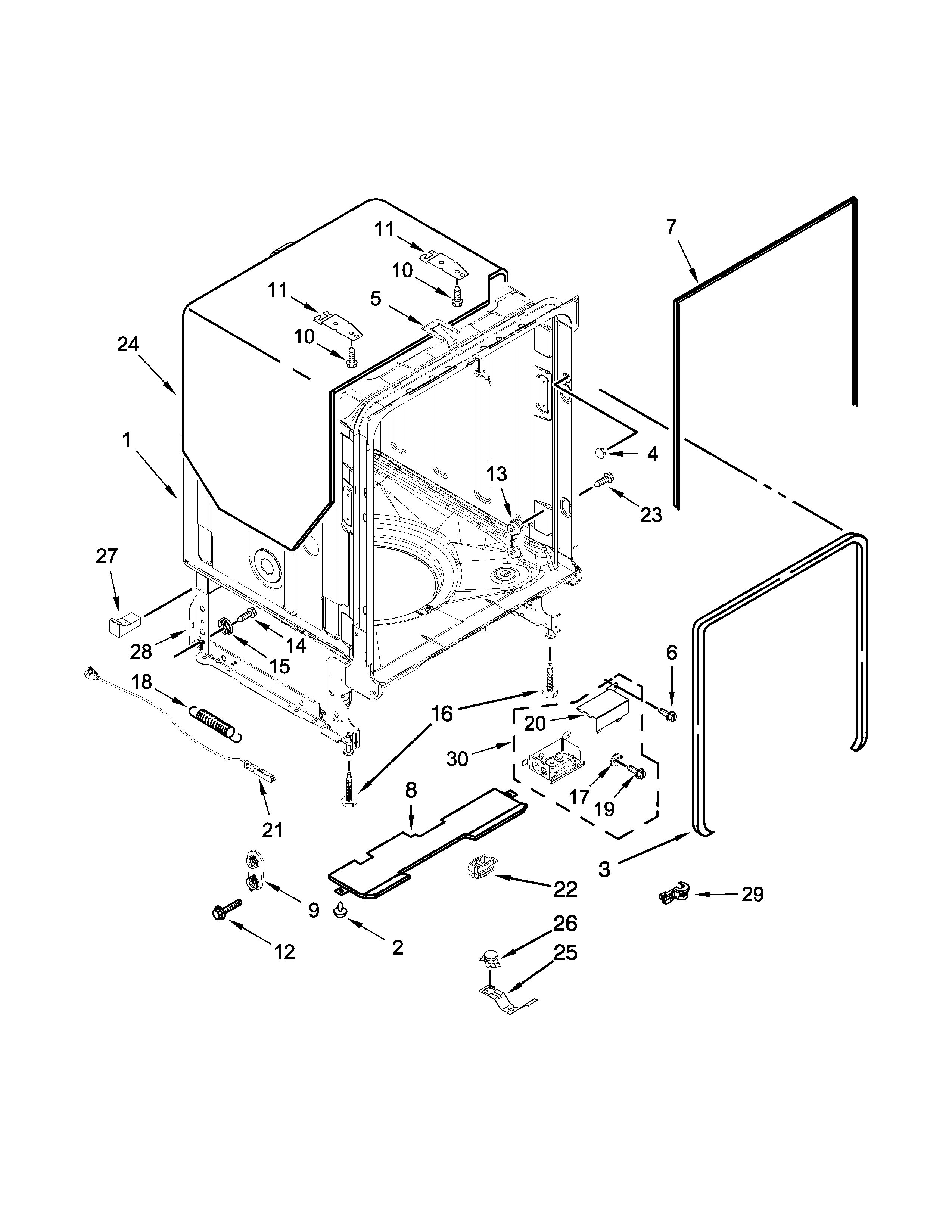 TUB AND FRAME PARTS