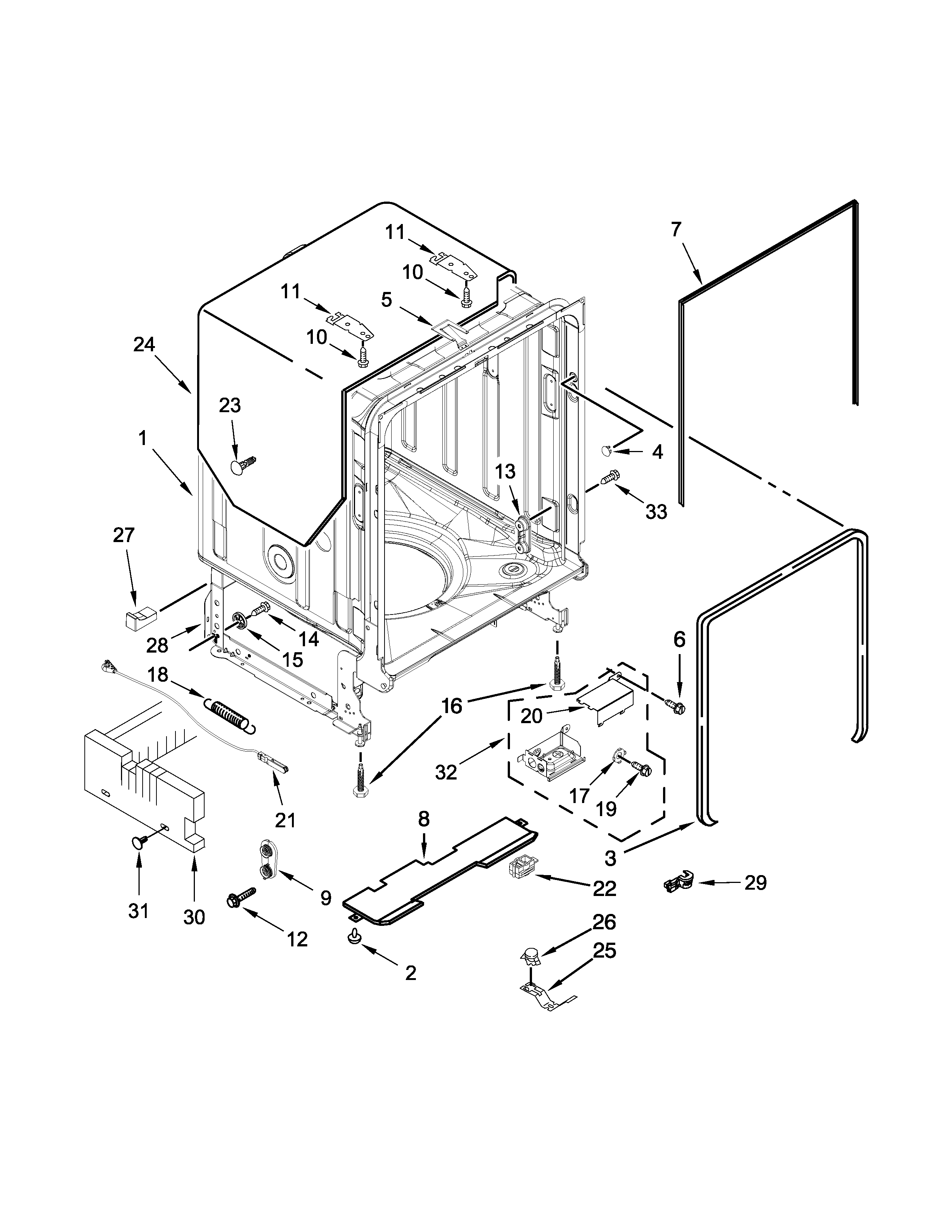 TUB AND FRAME PARTS