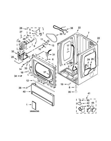 Lower cabinet and front panel parts