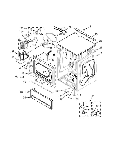 Upper cabinet and front panel parts