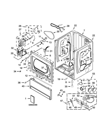 Lower cabinet and front panel parts