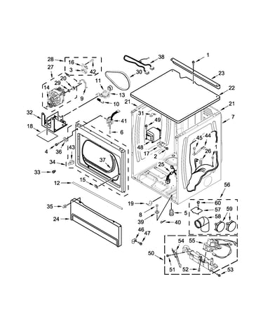 Upper cabinet and front panel parts