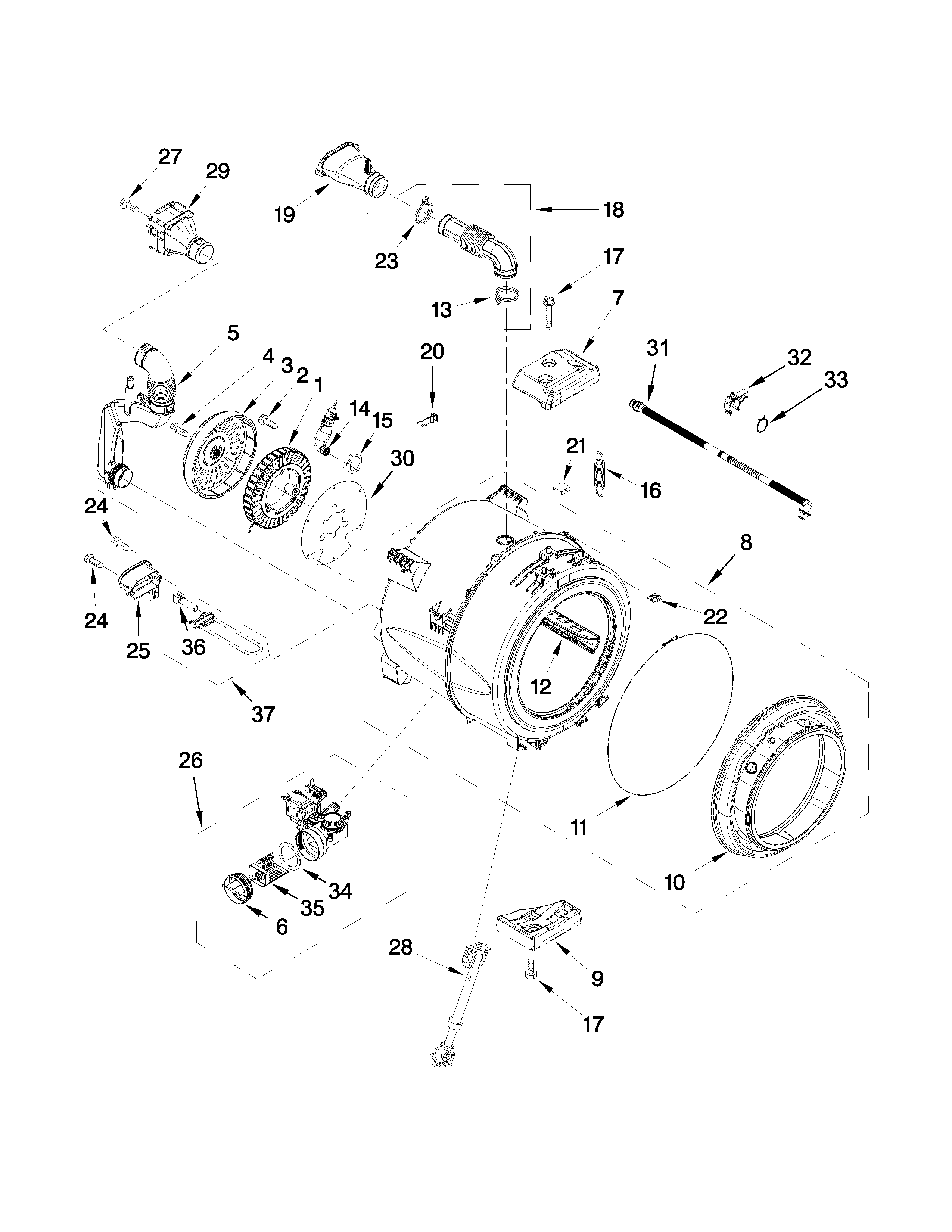 Tub and basket parts