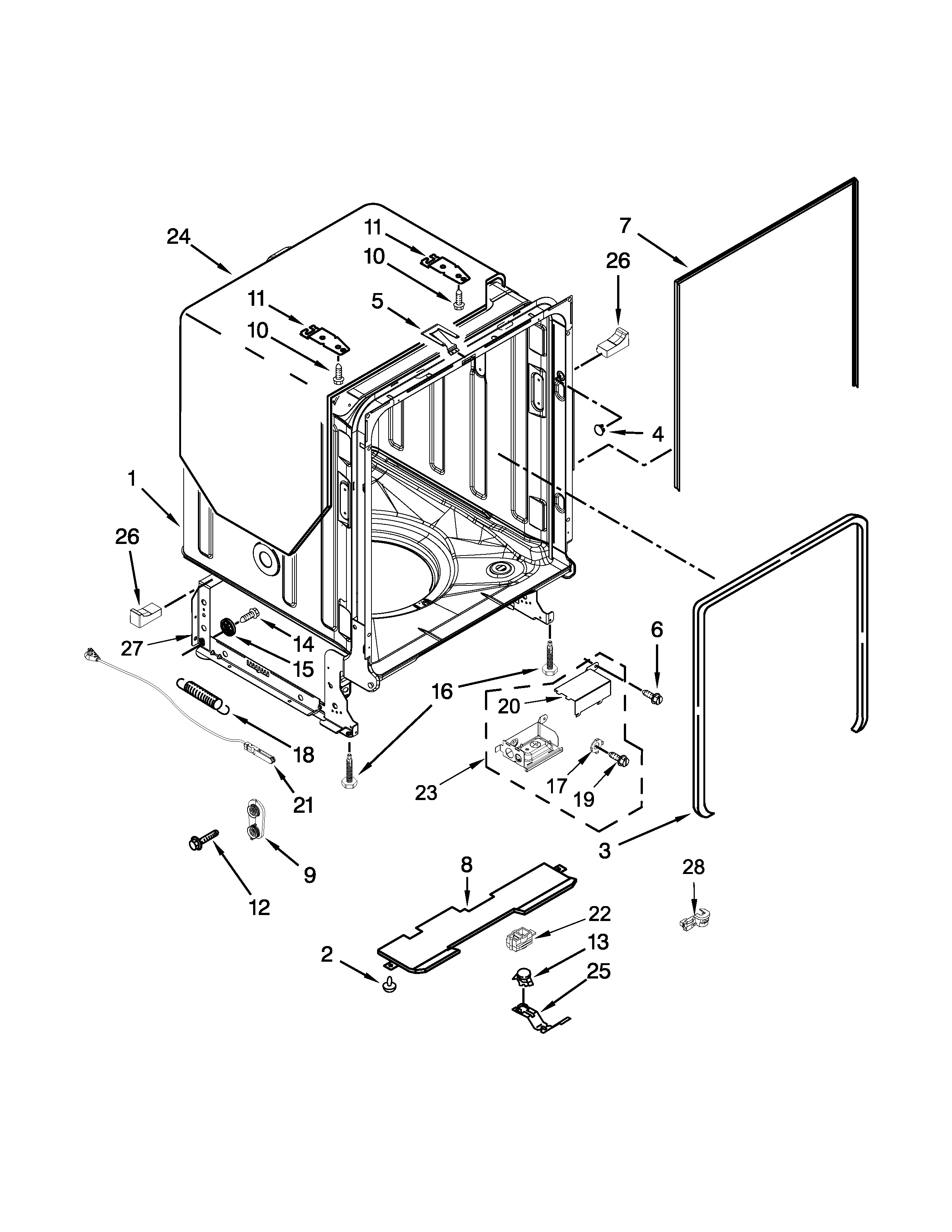Tub and frame parts