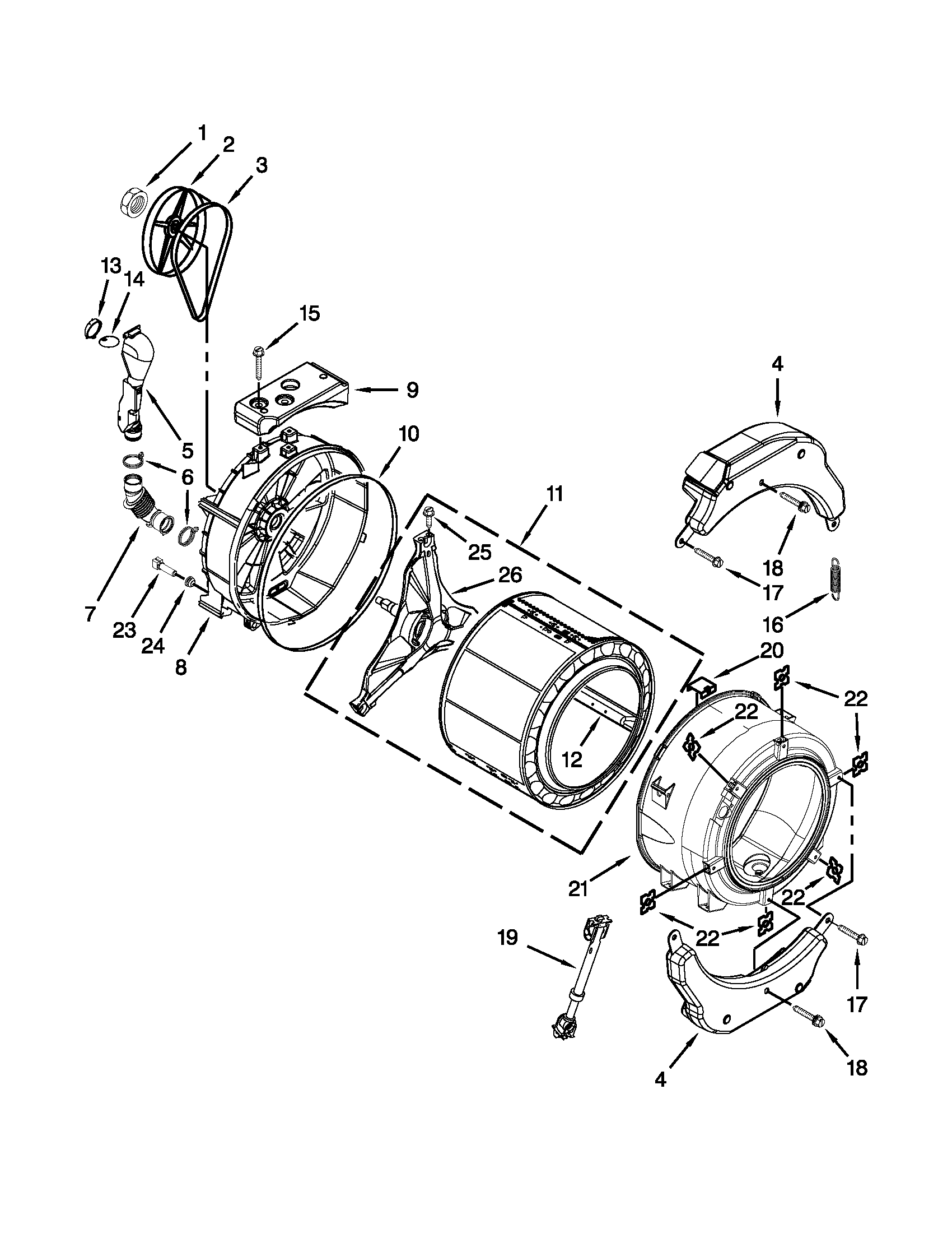 Tub and basket parts