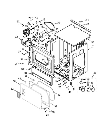 Upper cabinet and front panel parts