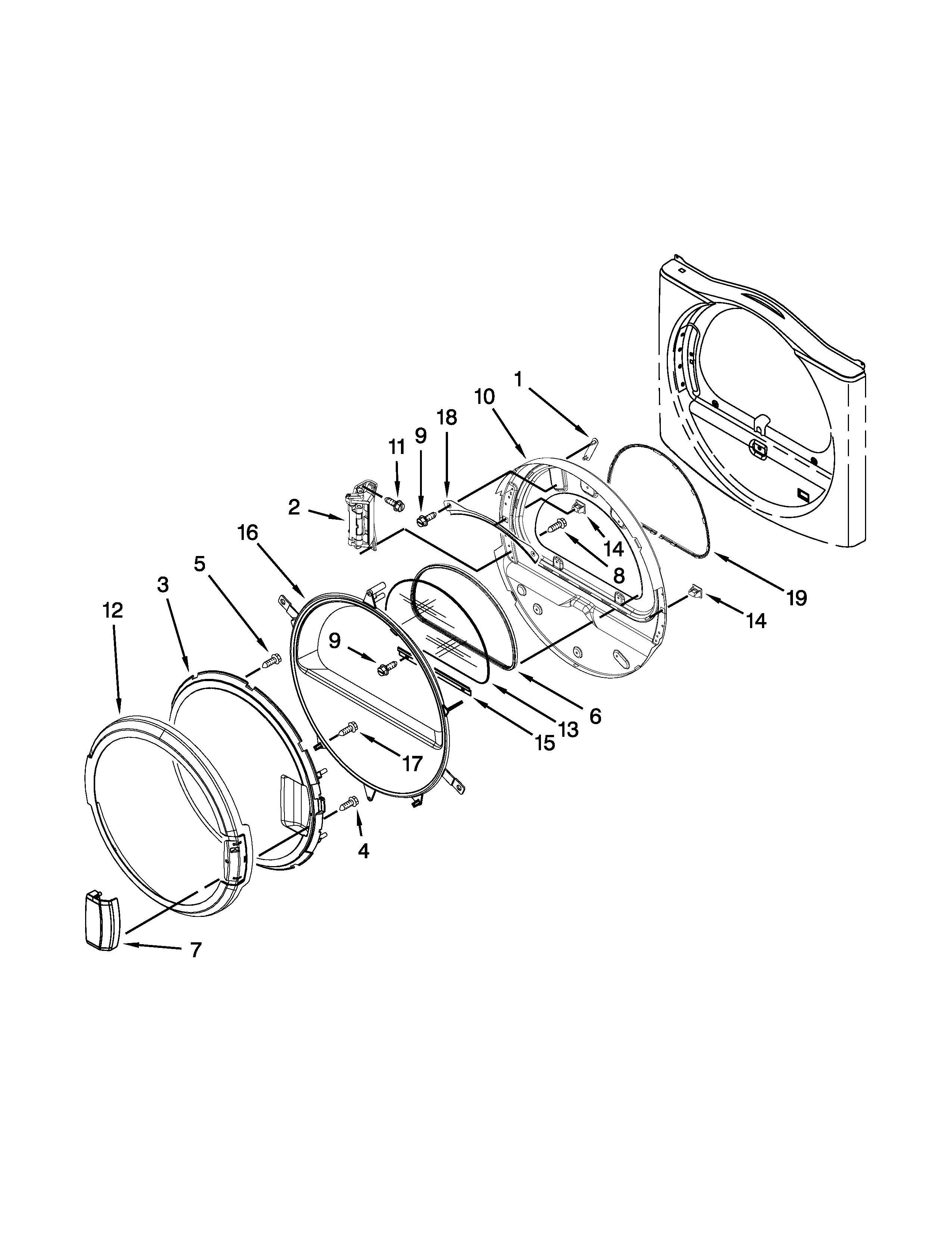 Dryer door parts