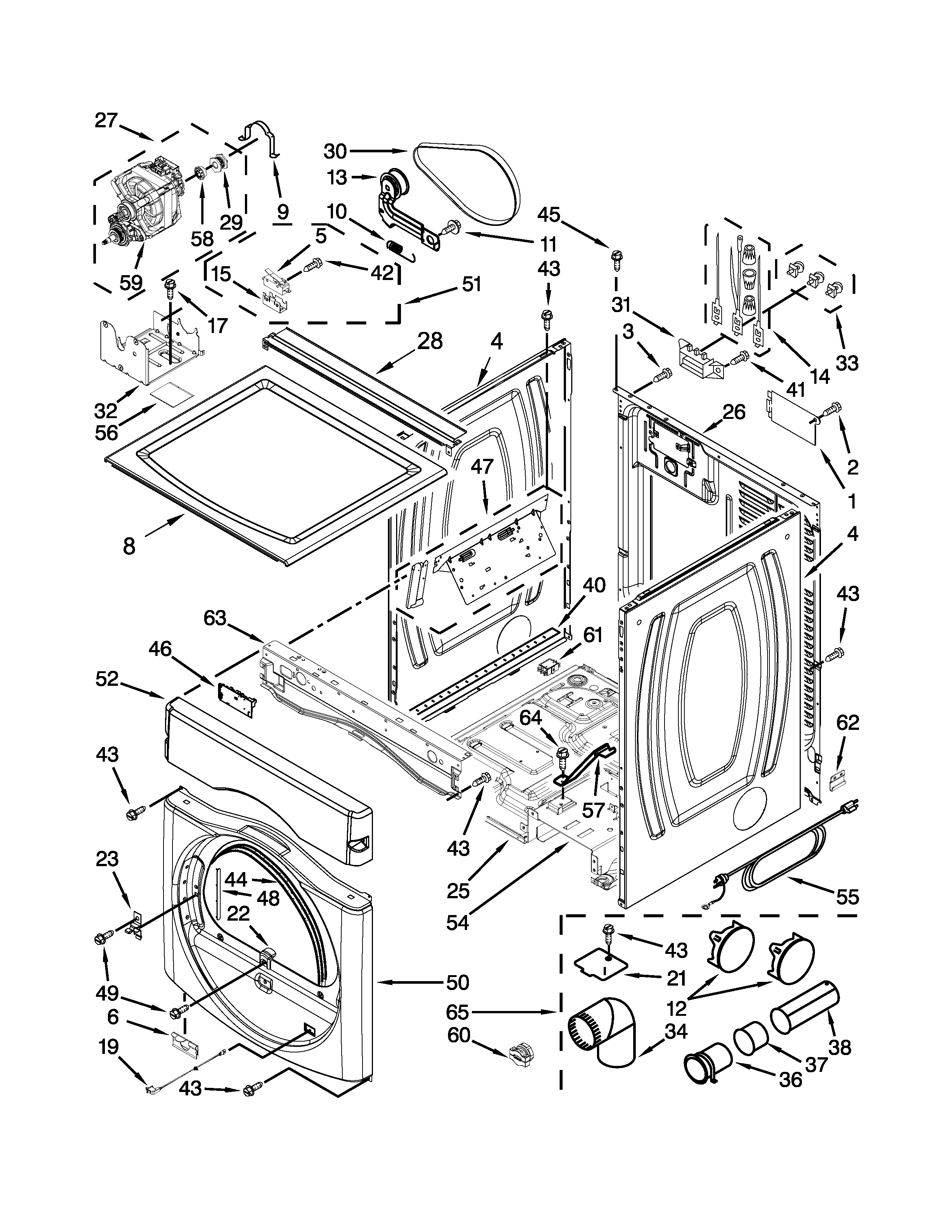 Dryer cabinet parts