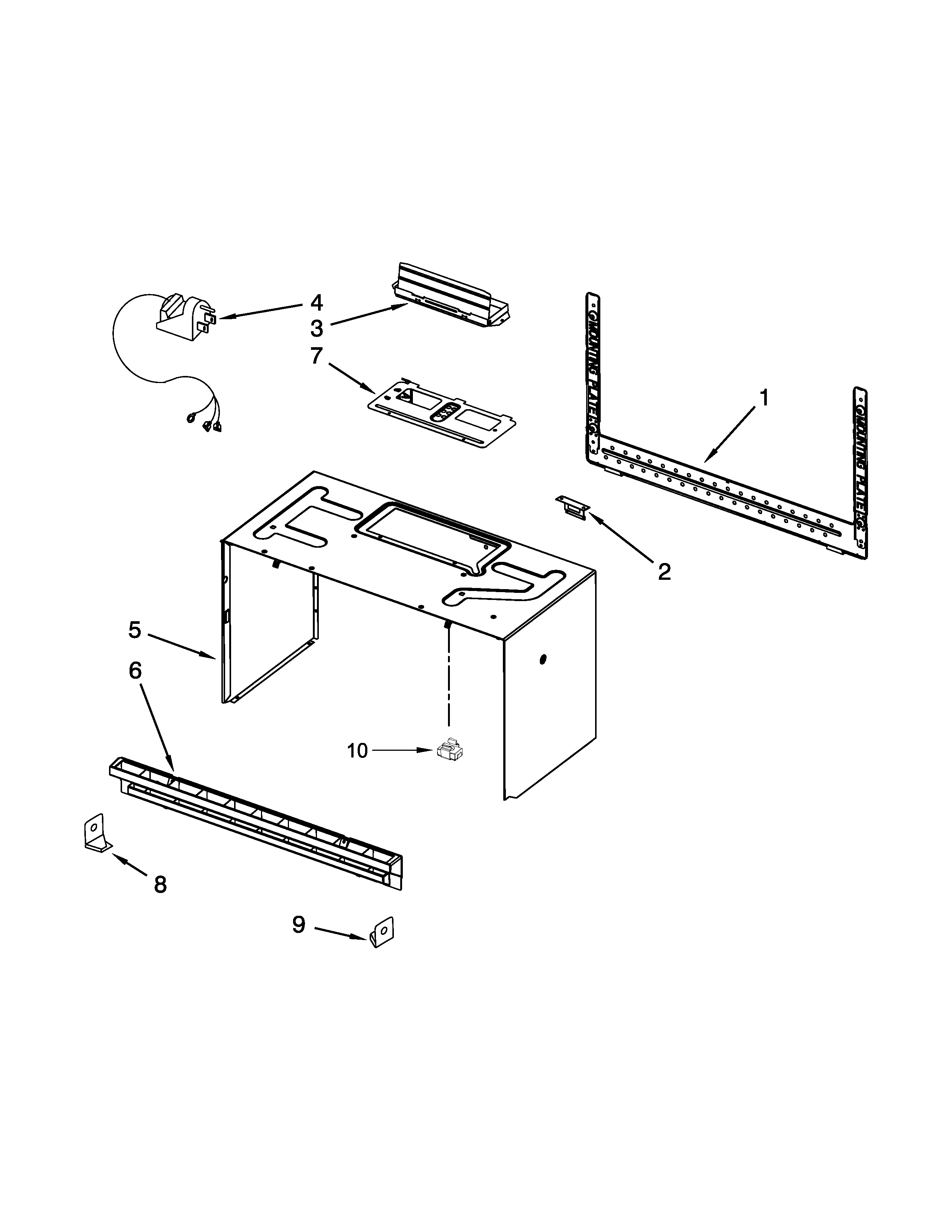 Cabinet and installation parts