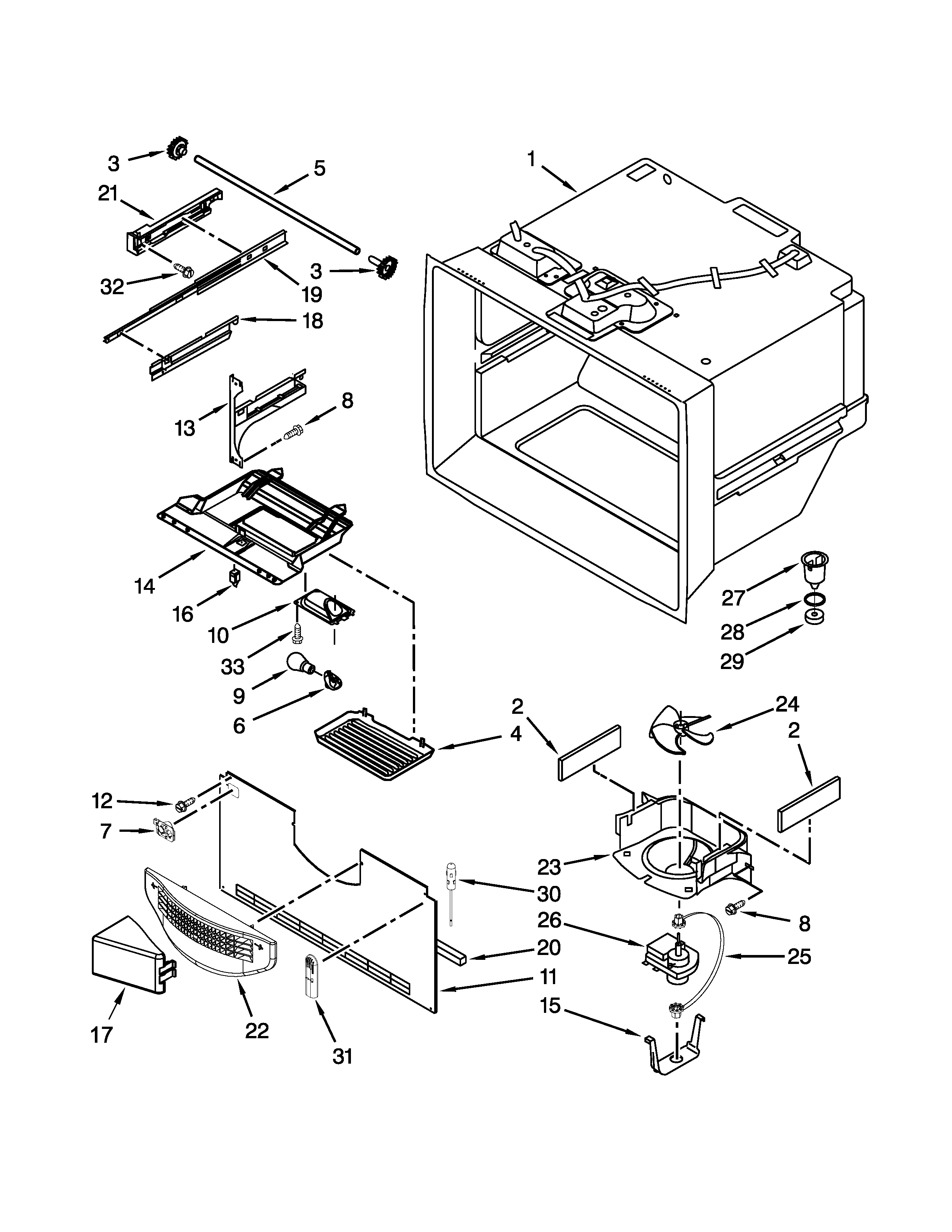Freezer liner parts