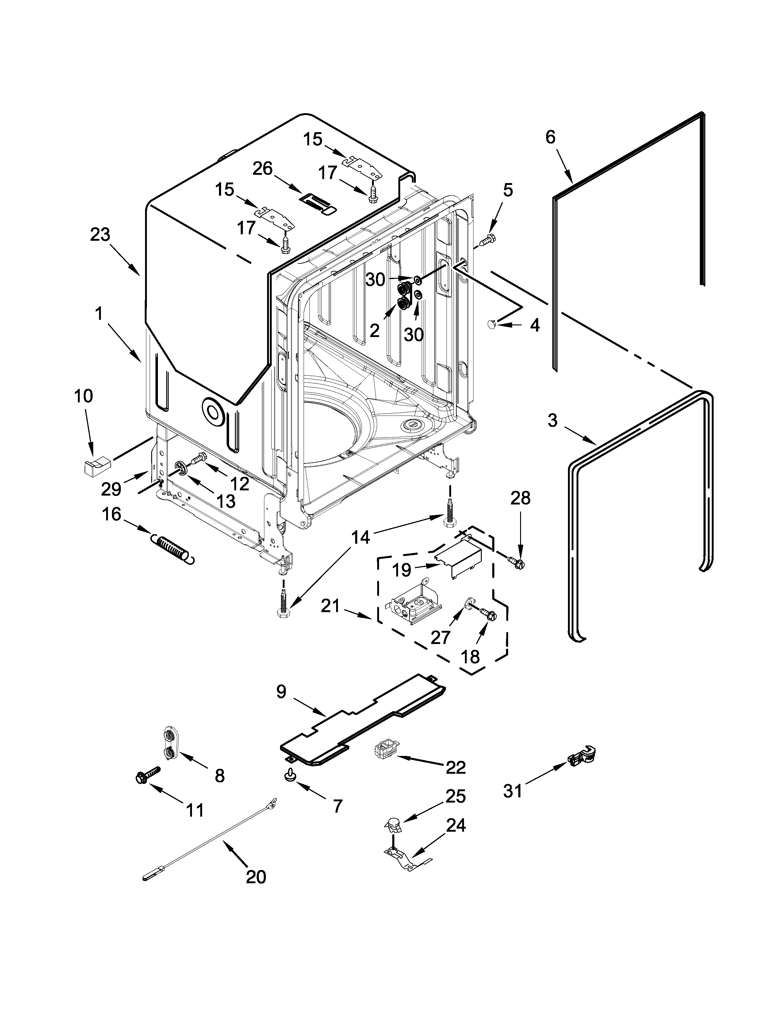 Tub and frame parts