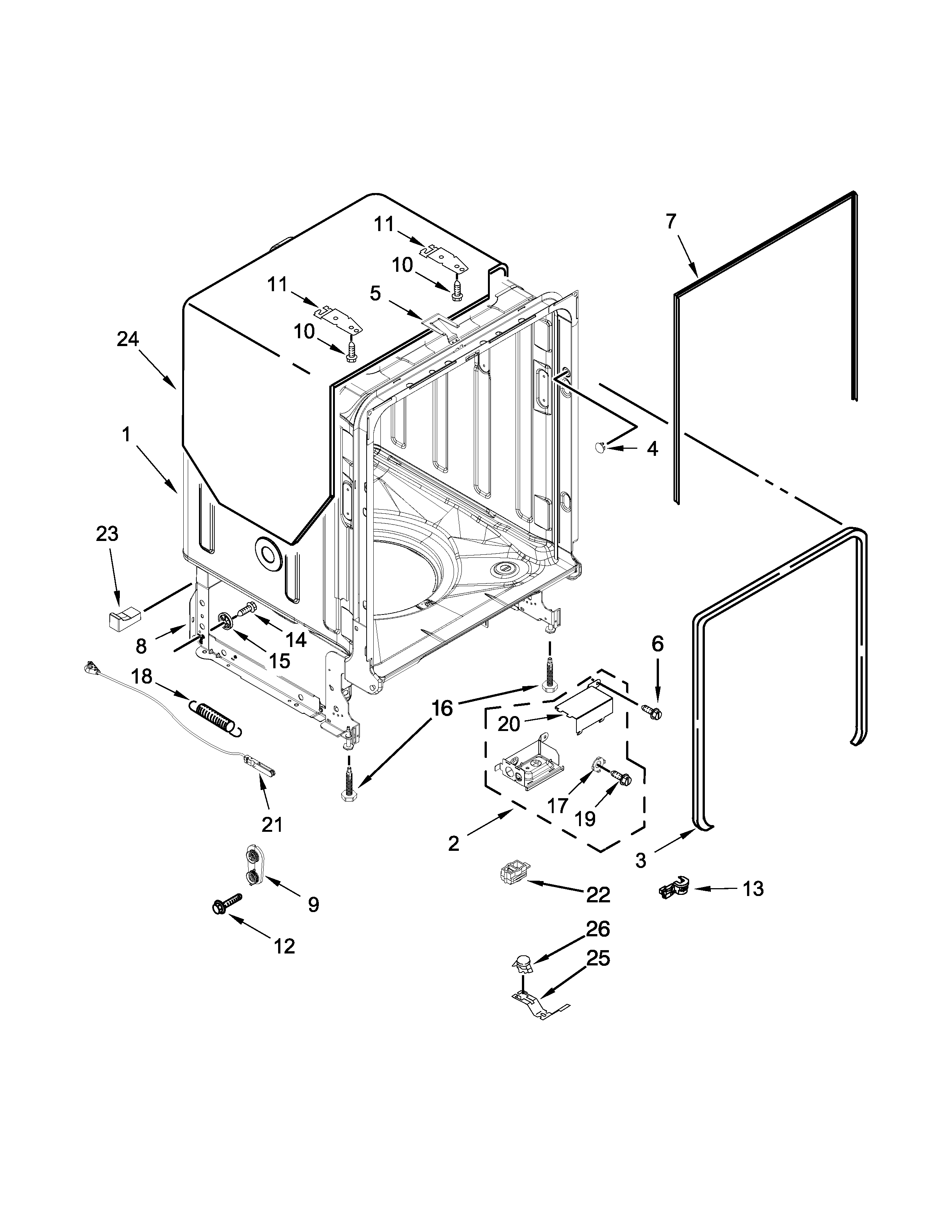 TUB AND FRAME PARTS