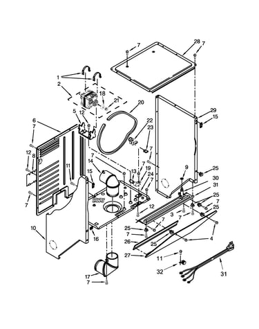 Dryer cabinet and motor parts