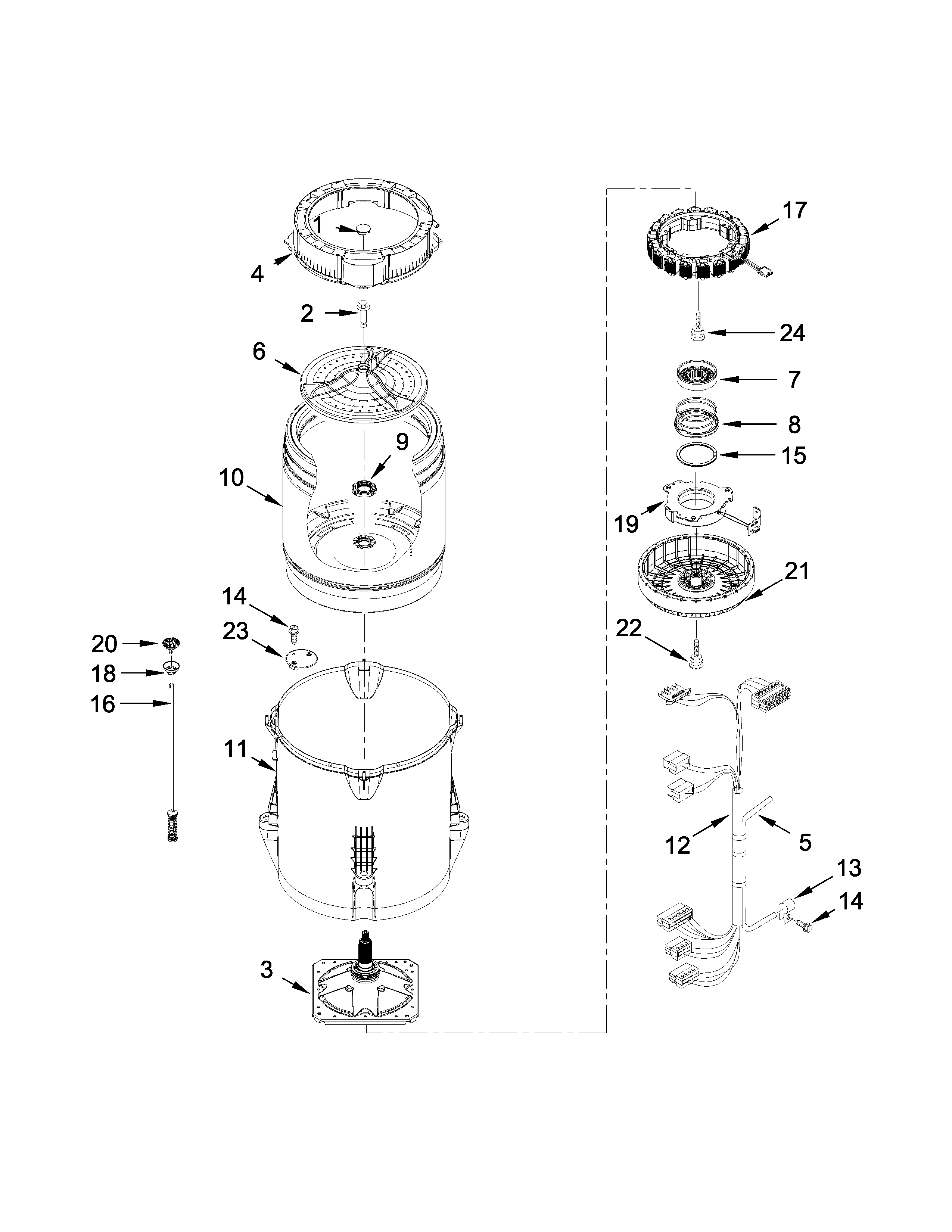Motor, basket and tub parts