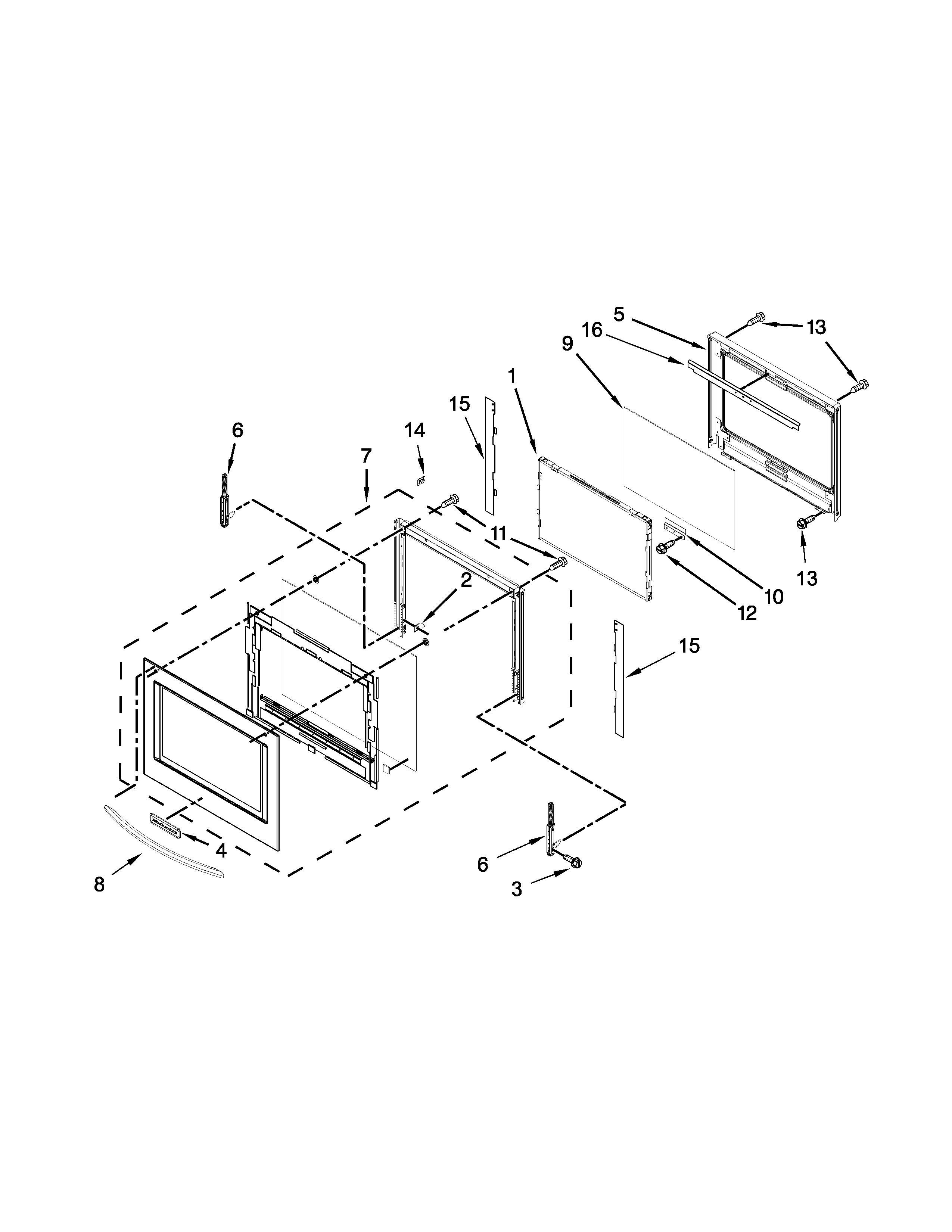 Lower oven door parts