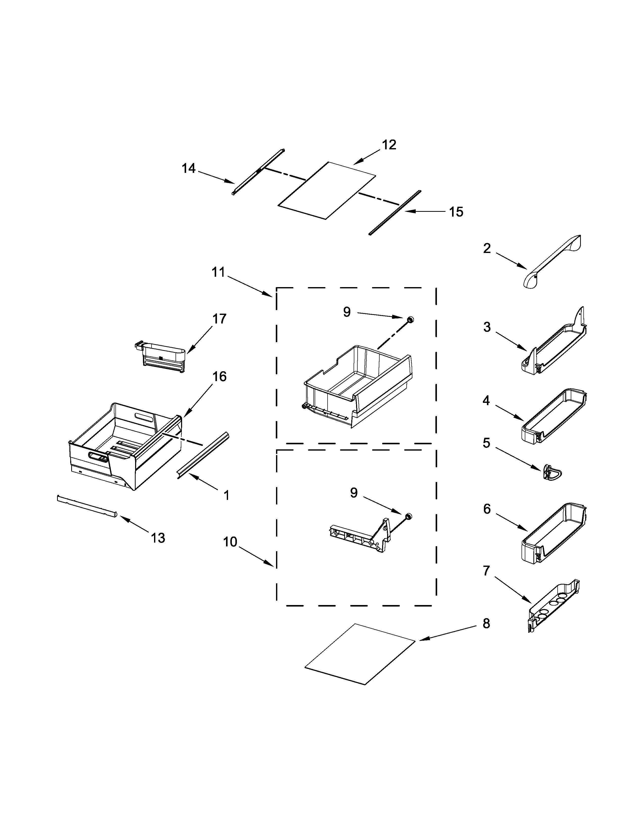 Refrigerator shelf parts