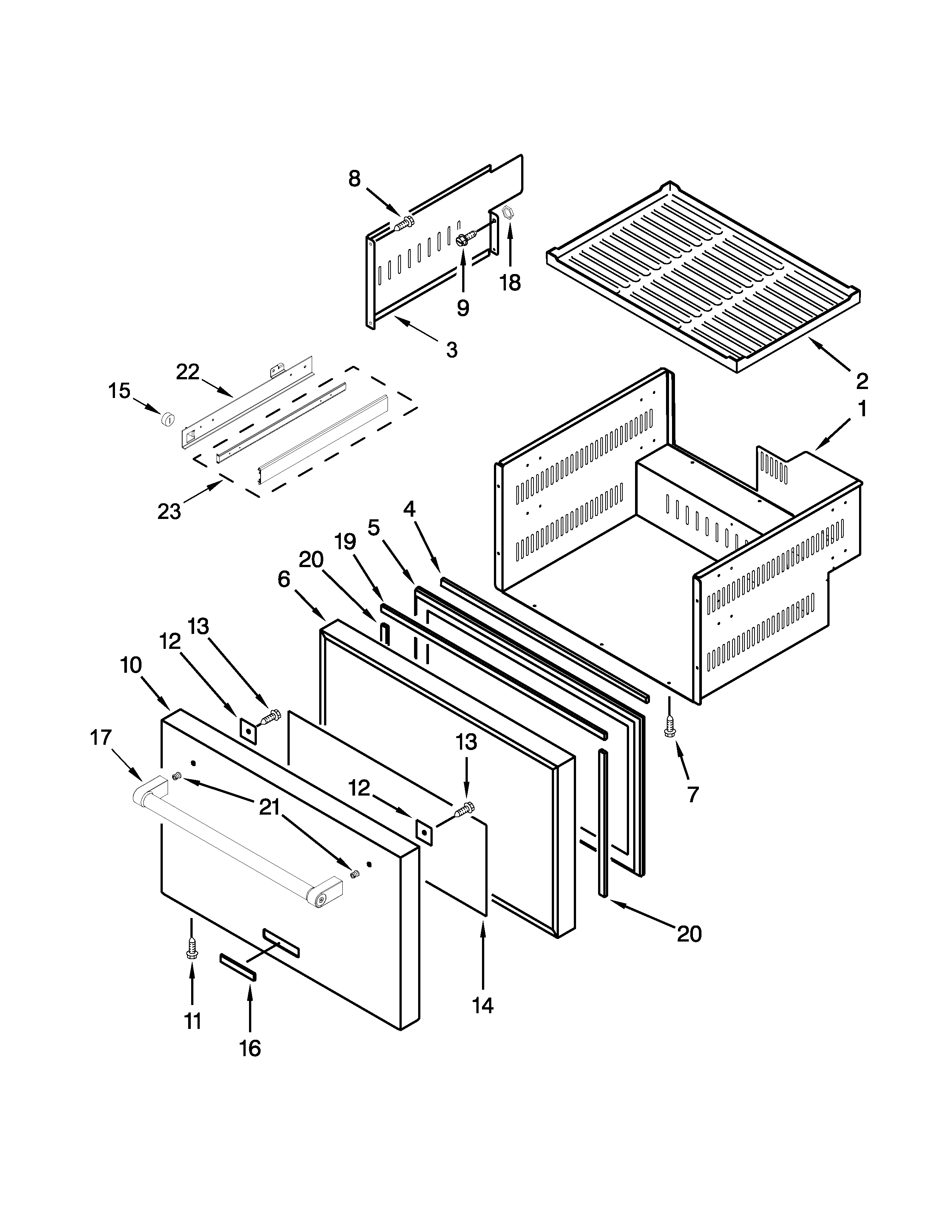 Lower drawer parts