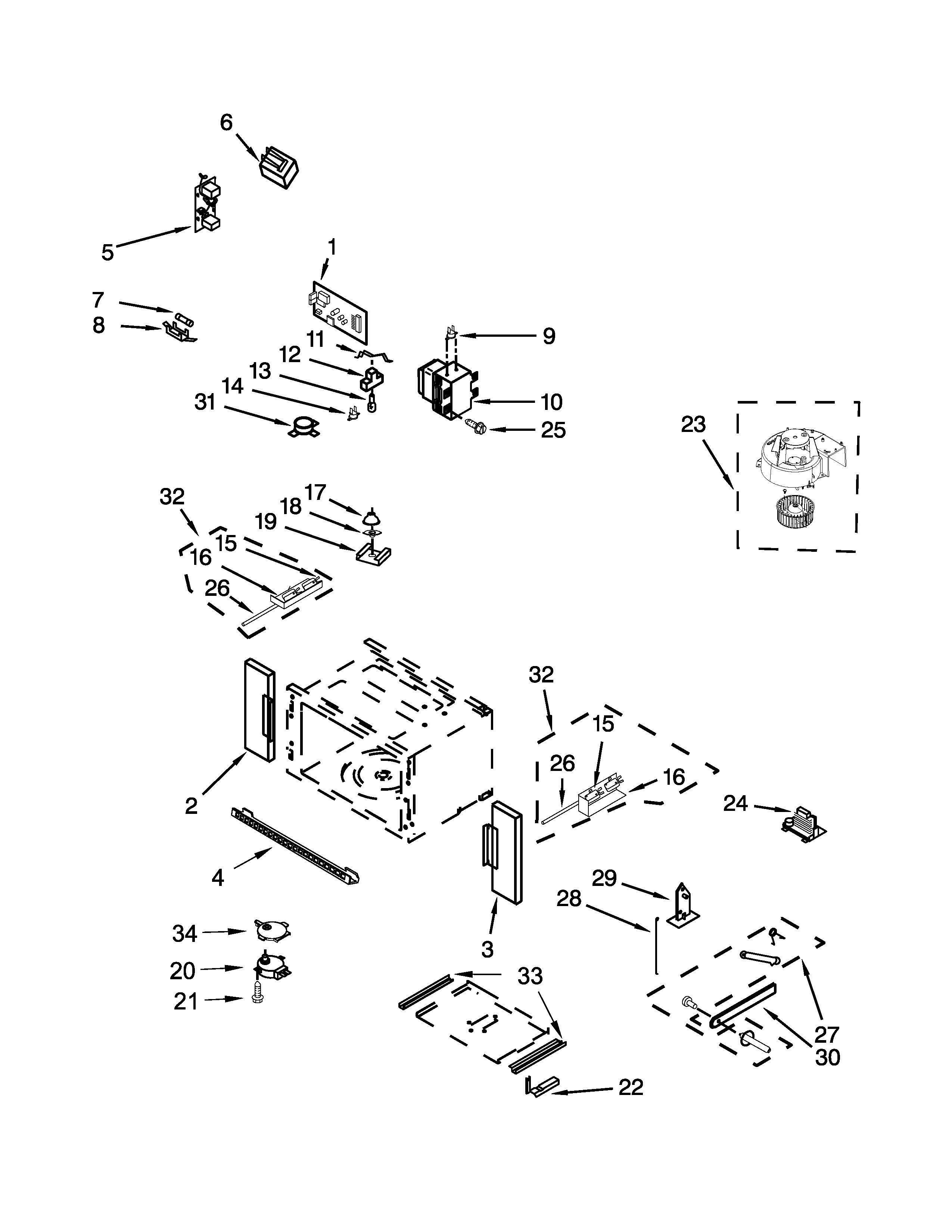 Cabinet and stirrer parts