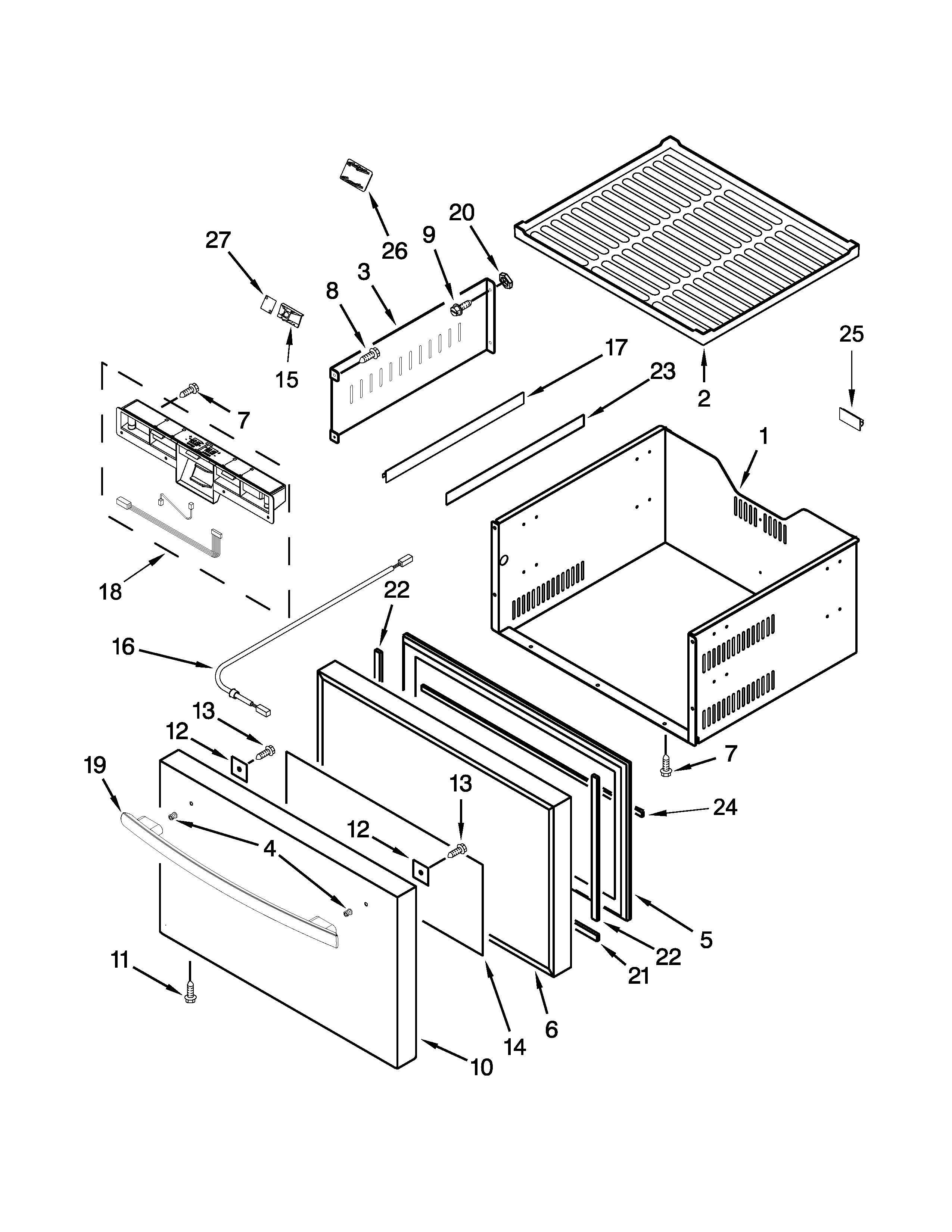 Upper drawer parts