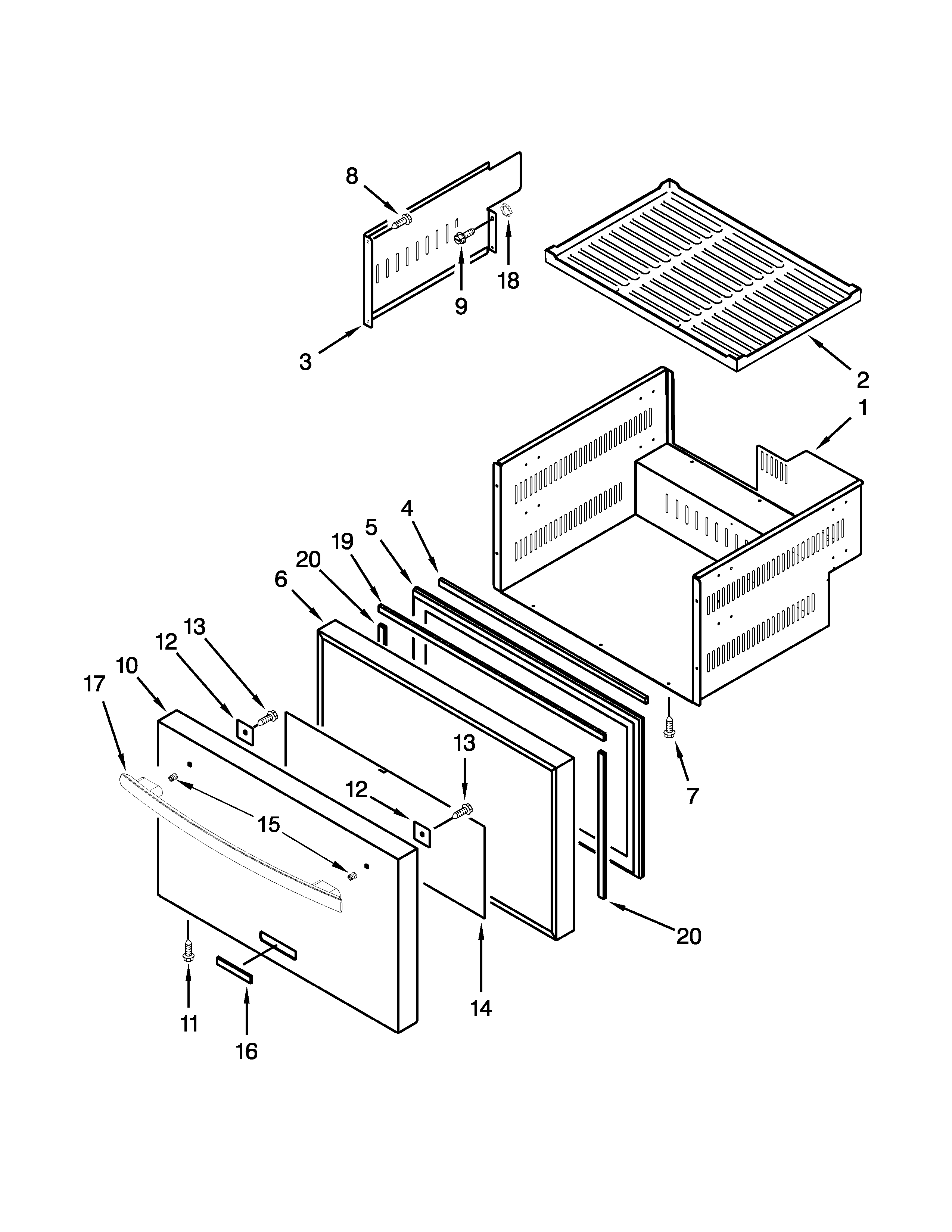 Lower drawer parts