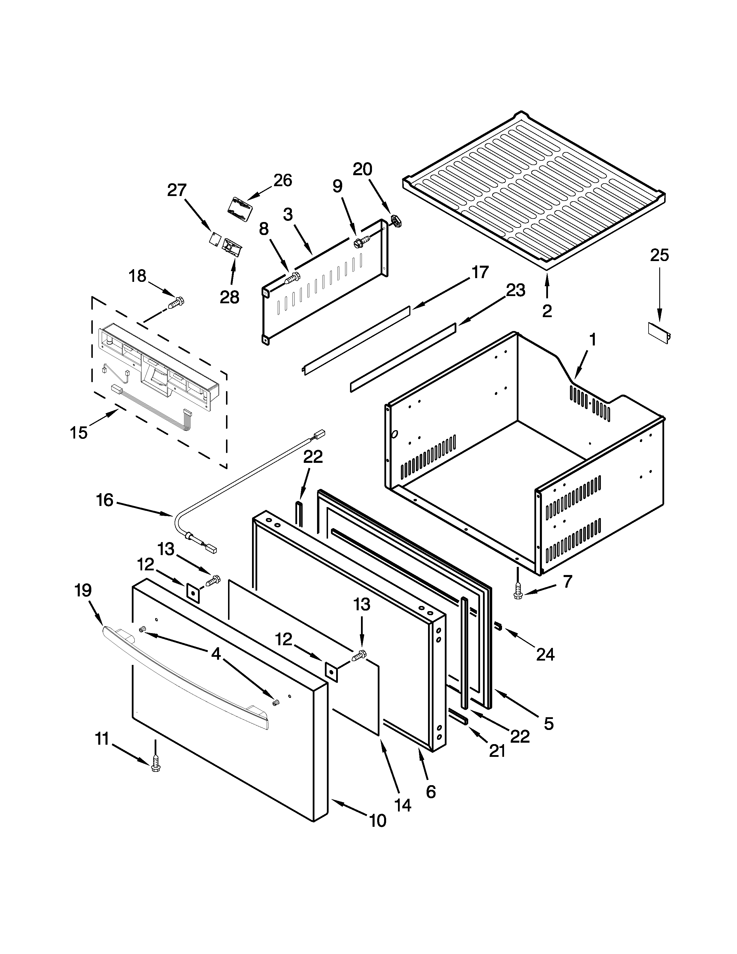 Upper drawer parts